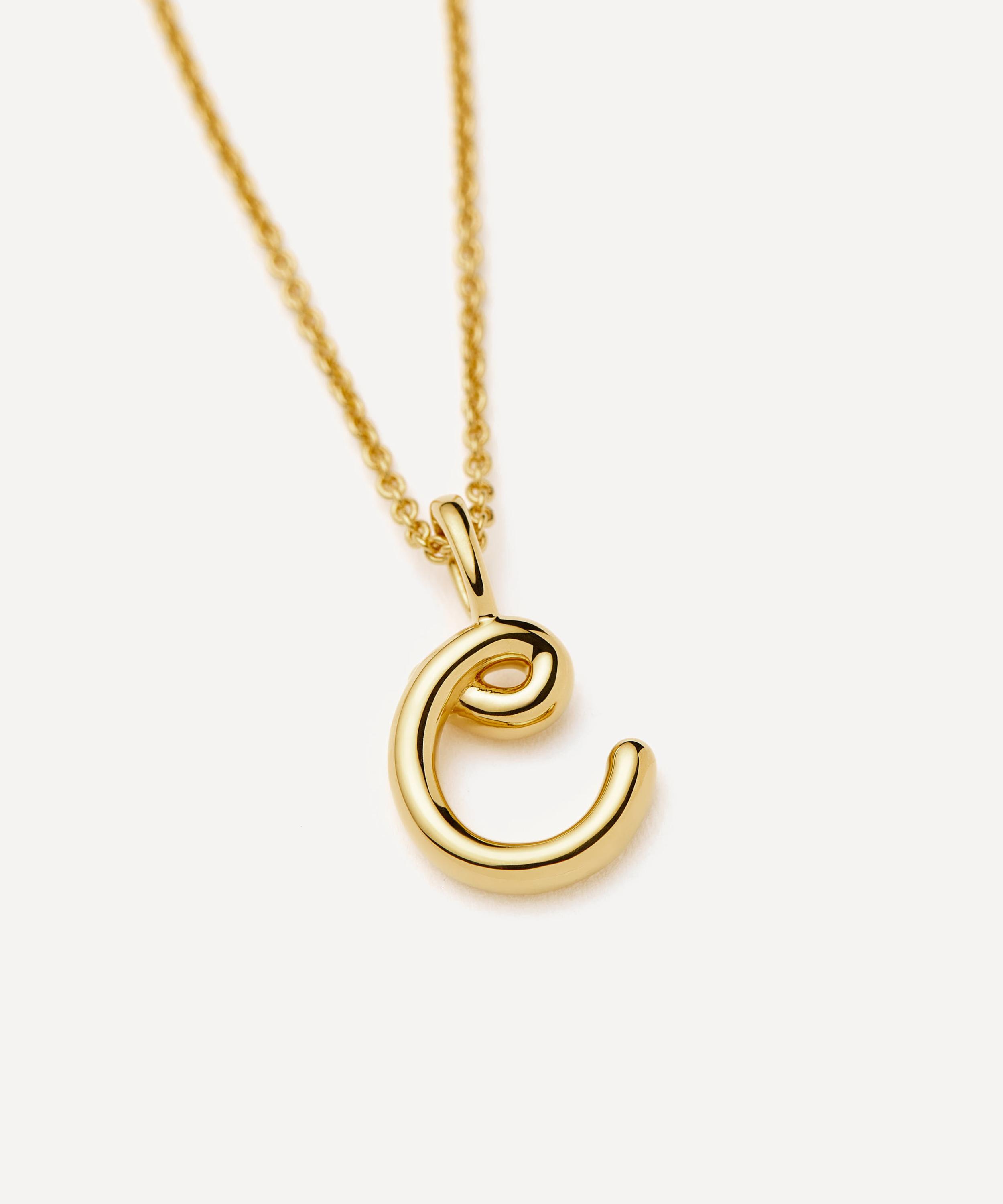 Missoma - 18ct Gold-Plated Vermeil Silver Curly Molten Mini C Initial Pendant Necklace image number 1