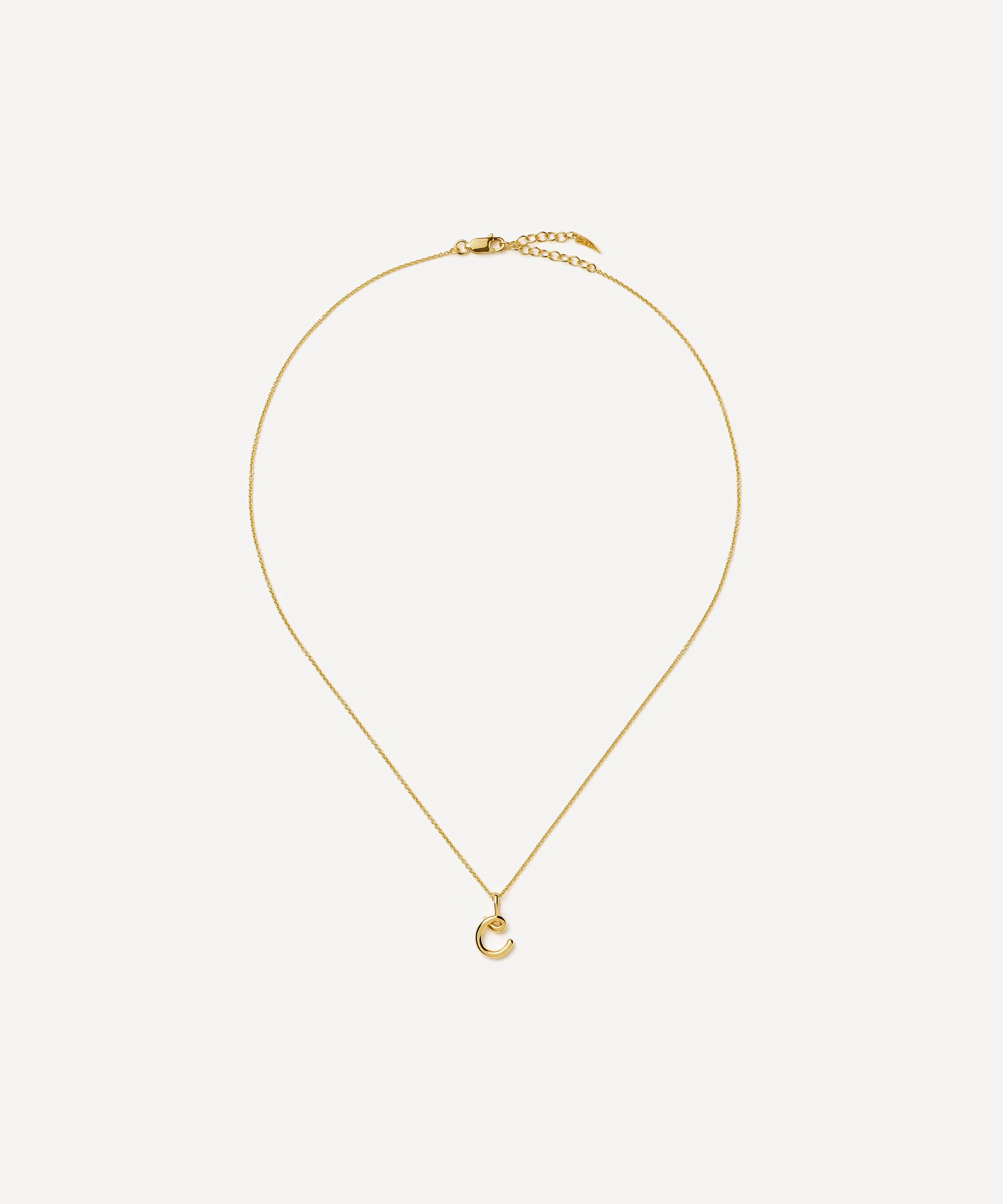 Missoma - 18ct Gold-Plated Vermeil Silver Curly Molten Mini C Initial Pendant Necklace image number 2