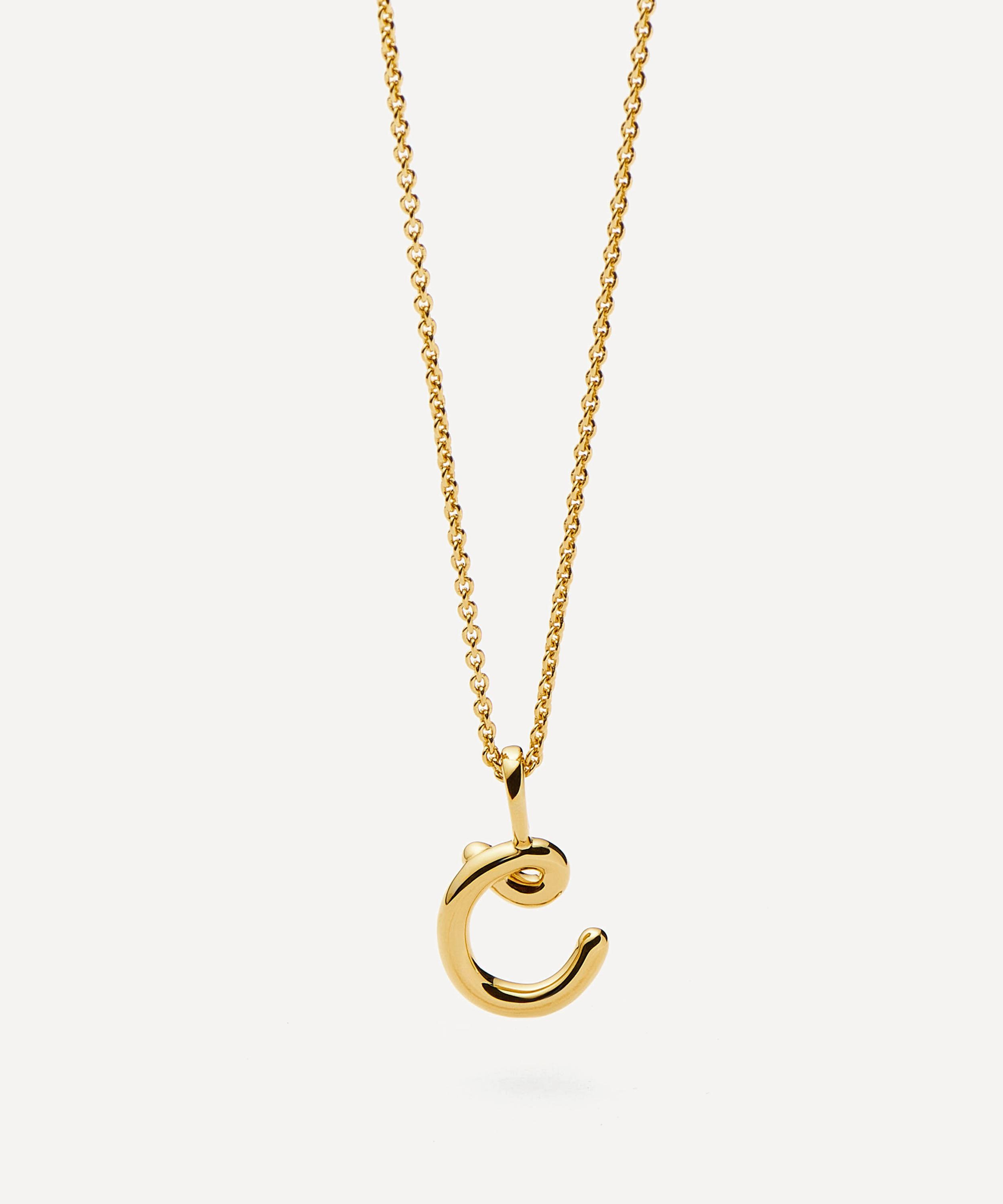 Missoma - 18ct Gold-Plated Vermeil Silver Curly Molten Mini C Initial Pendant Necklace image number 3
