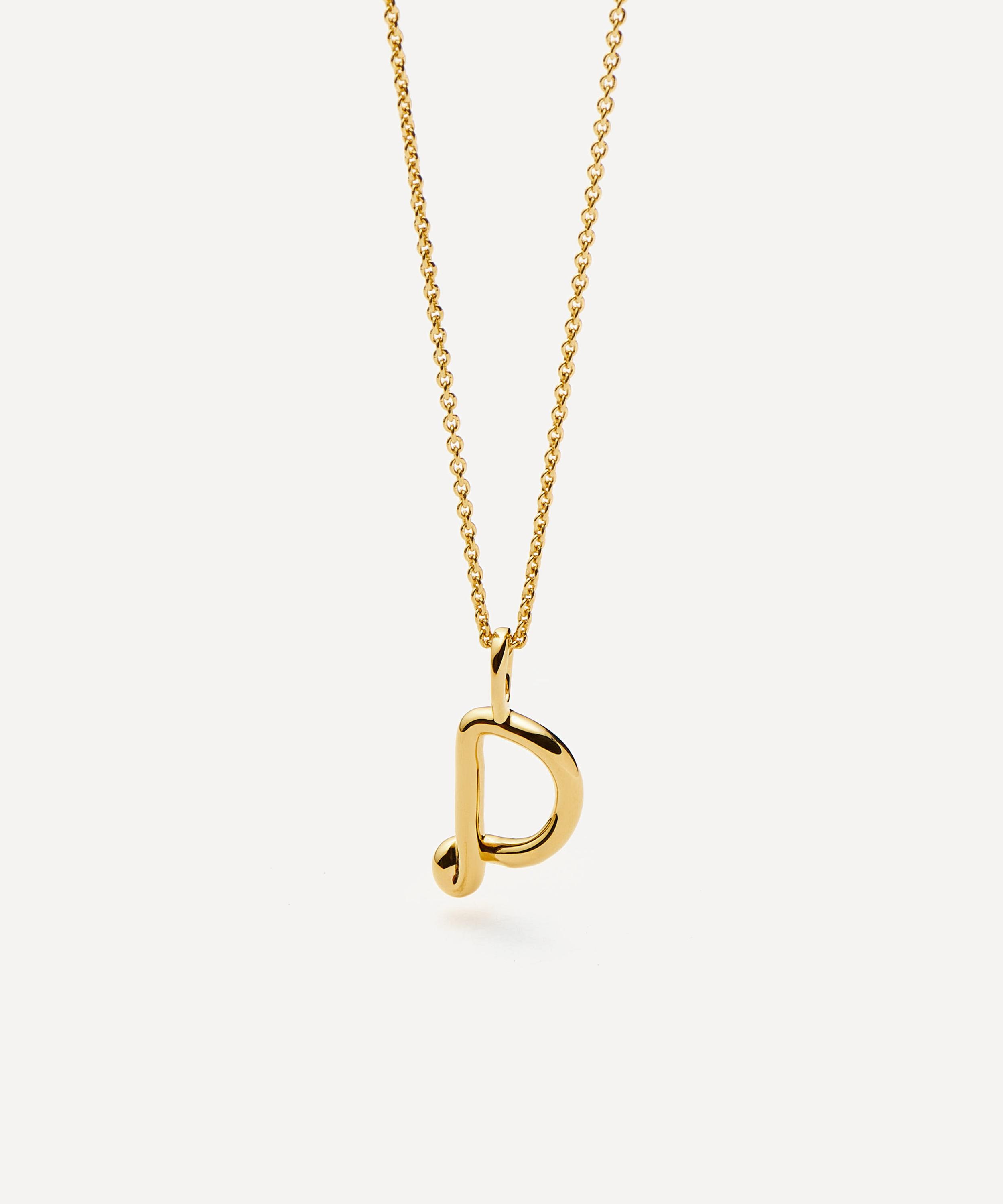 Missoma - 18ct Gold-Plated Vermeil Silver Curly Molten Mini D Initial Pendant Necklace image number 0
