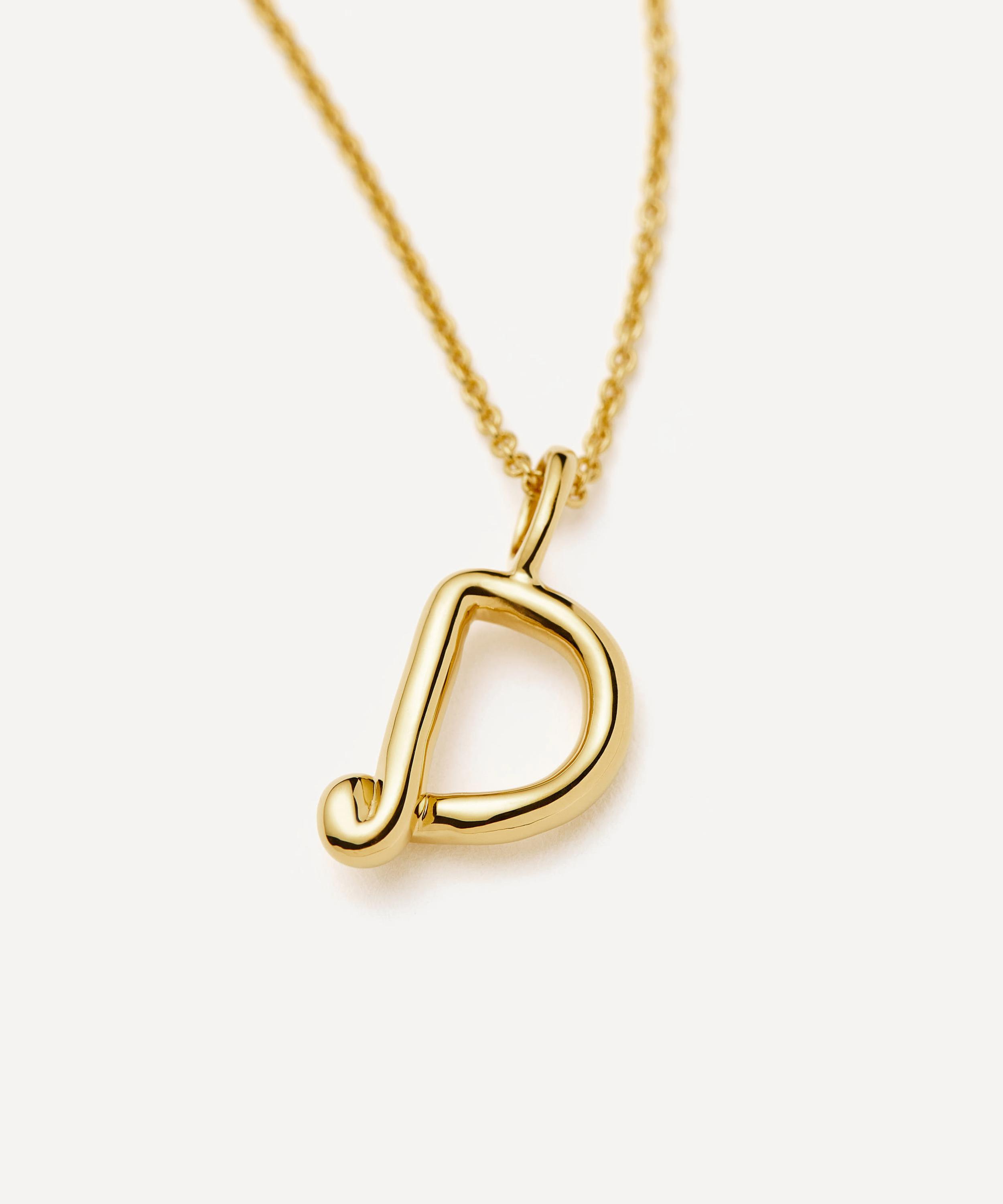 Missoma - 18ct Gold-Plated Vermeil Silver Curly Molten Mini D Initial Pendant Necklace image number 1