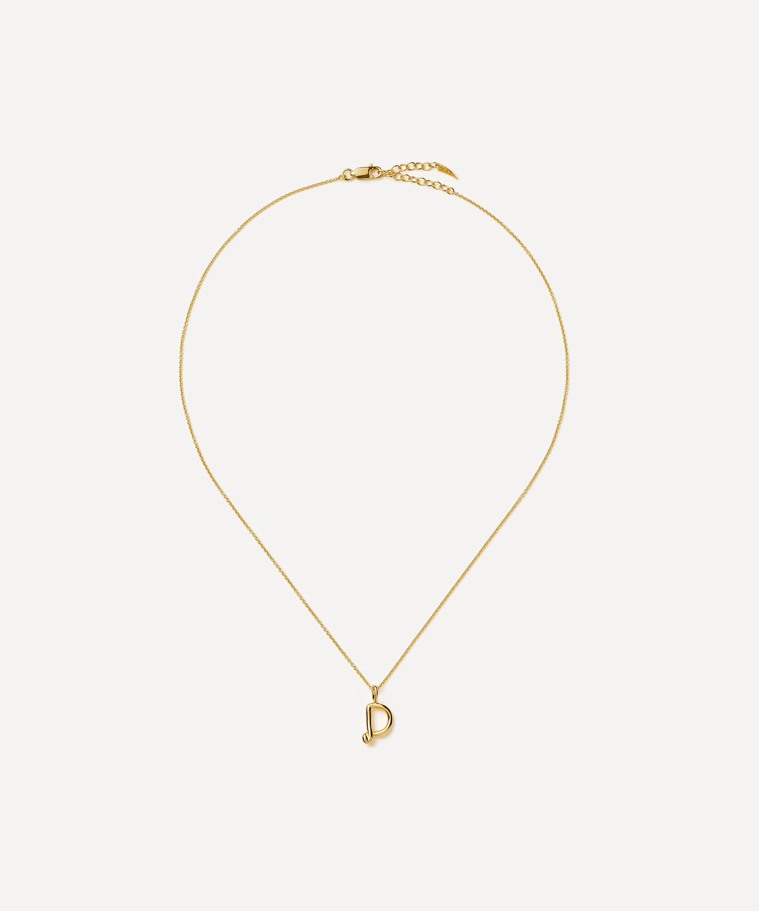 Missoma - 18ct Gold-Plated Vermeil Silver Curly Molten Mini D Initial Pendant Necklace image number 2