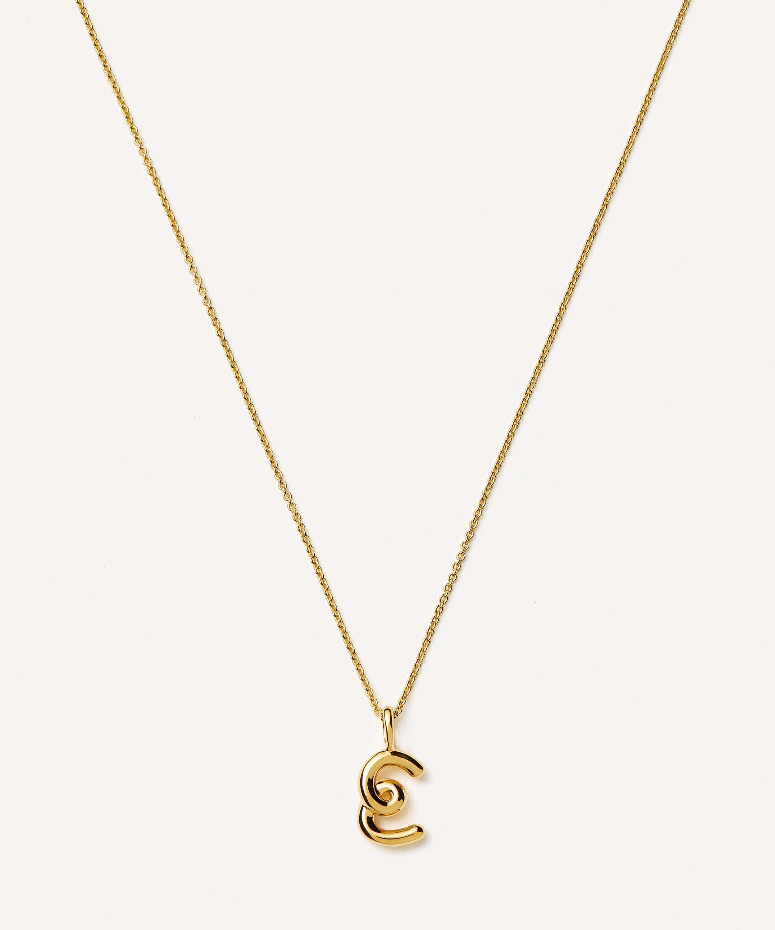 Missoma - 18ct Gold-Plated Vermeil Silver Curly Molten Mini E Initial Pendant Necklace image number 0