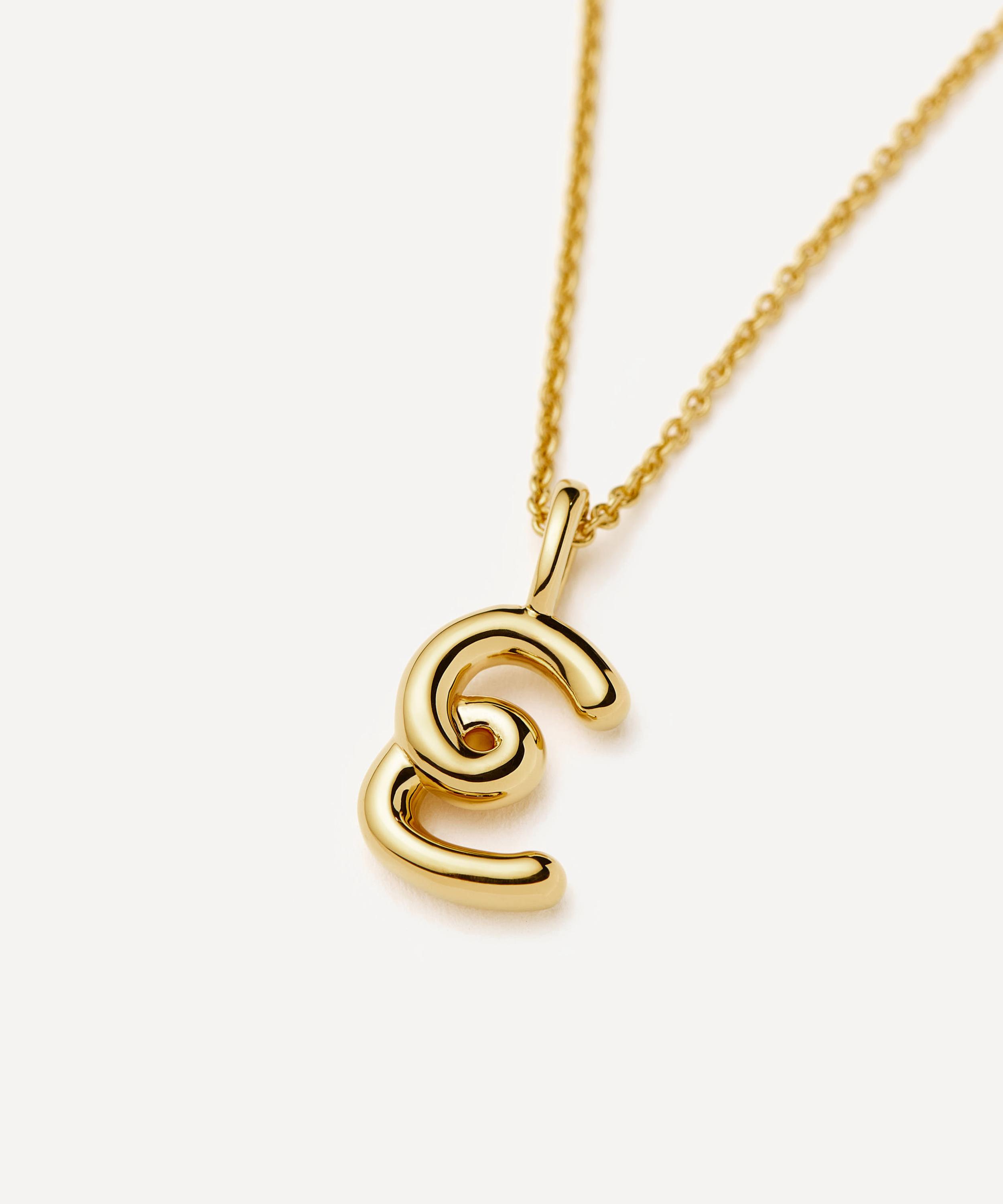 Missoma - 18ct Gold-Plated Vermeil Silver Curly Molten Mini E Initial Pendant Necklace image number 1