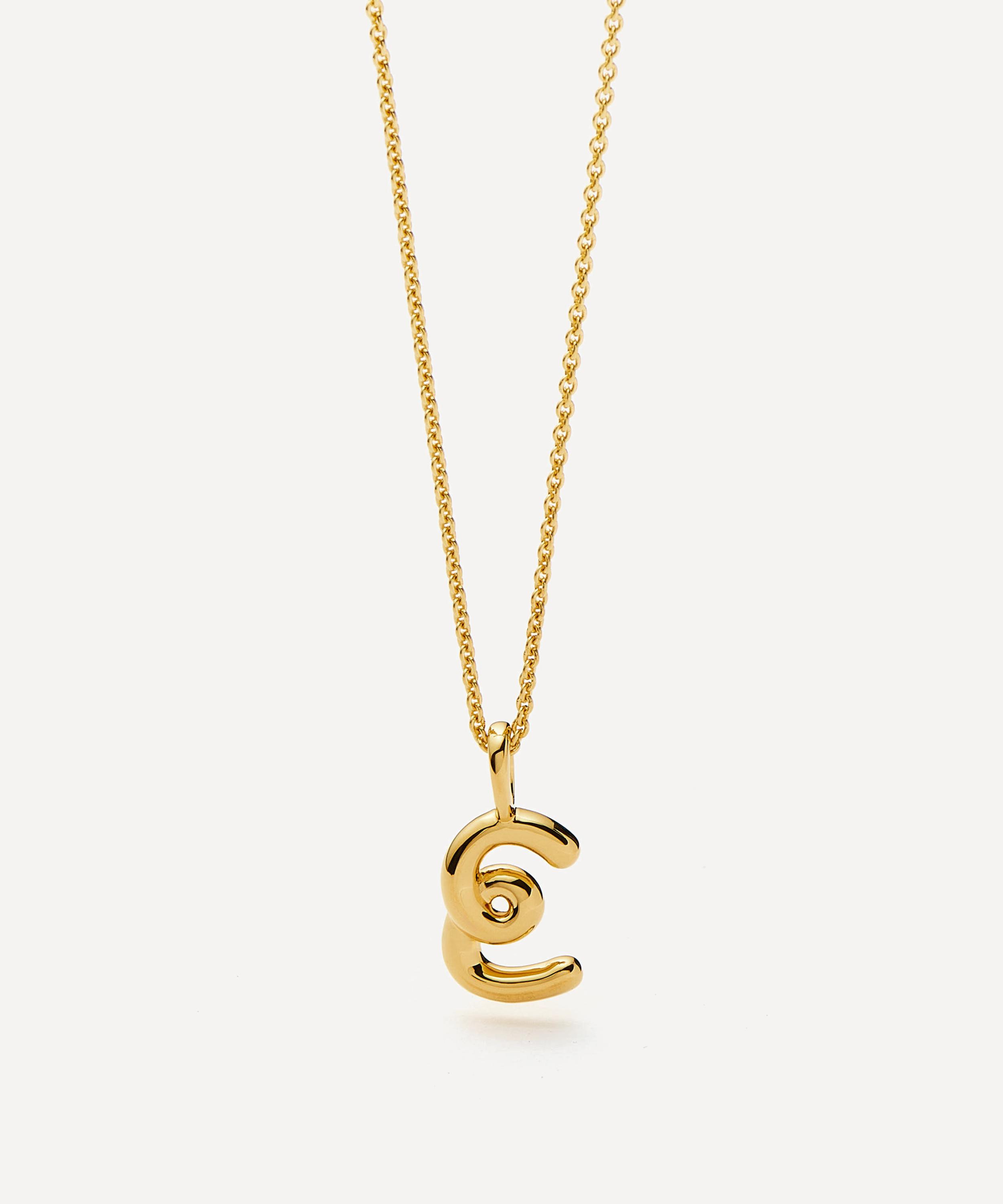 Missoma - 18ct Gold-Plated Vermeil Silver Curly Molten Mini E Initial Pendant Necklace image number 3