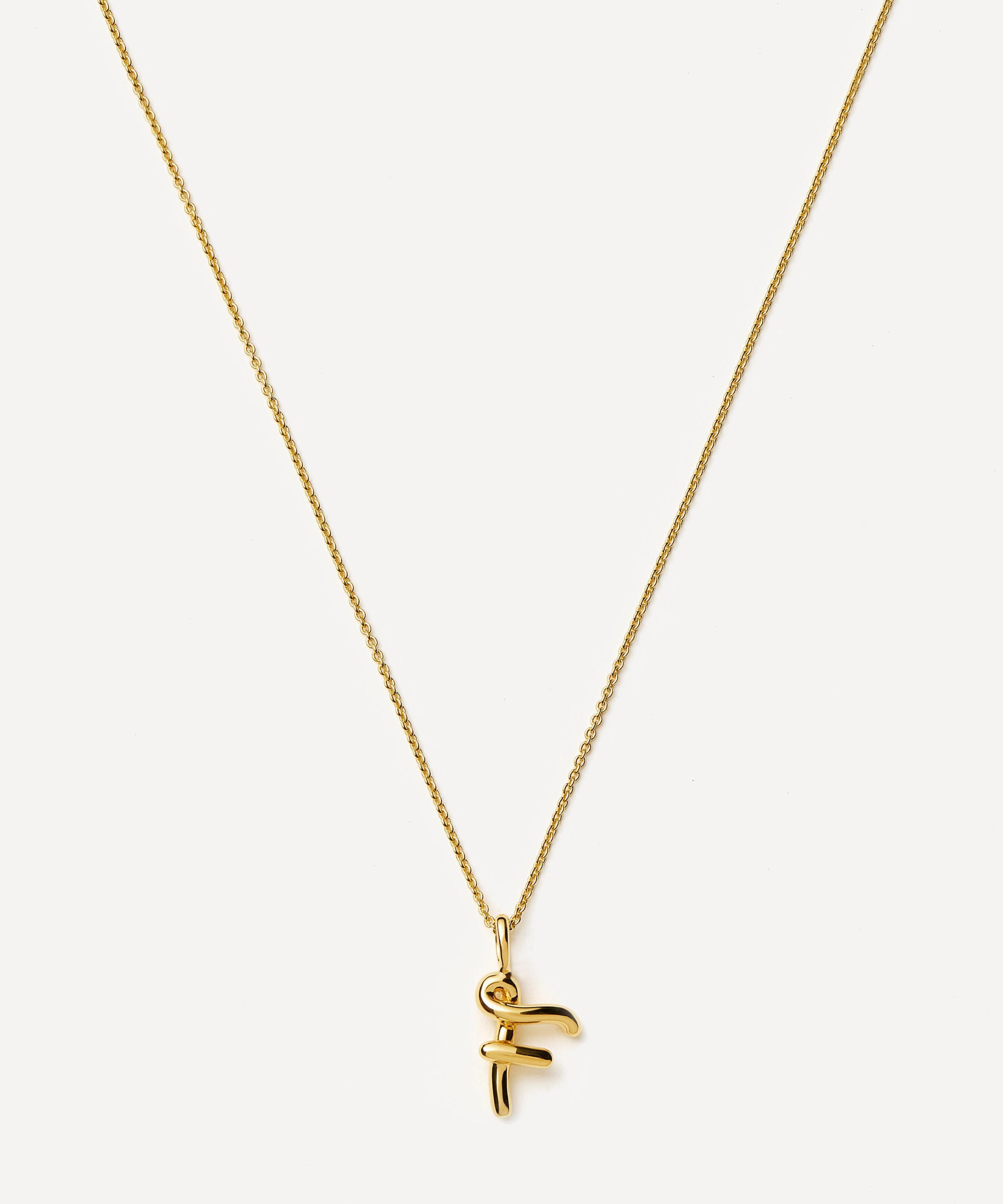 Missoma - 18ct Gold-Plated Vermeil Silver Curly Molten Mini F Initial Pendant Necklace image number 0