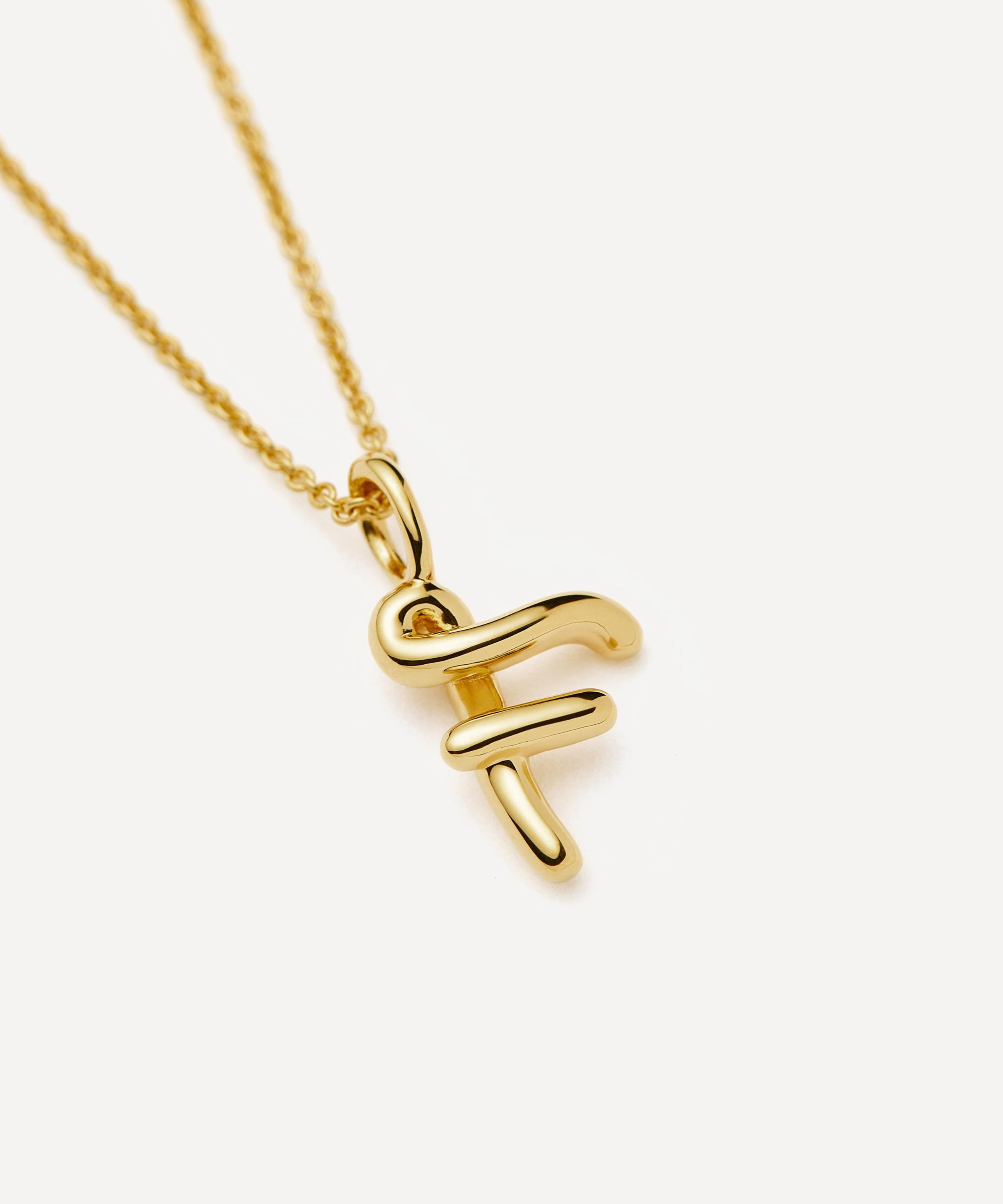 Missoma - 18ct Gold-Plated Vermeil Silver Curly Molten Mini F Initial Pendant Necklace image number 1