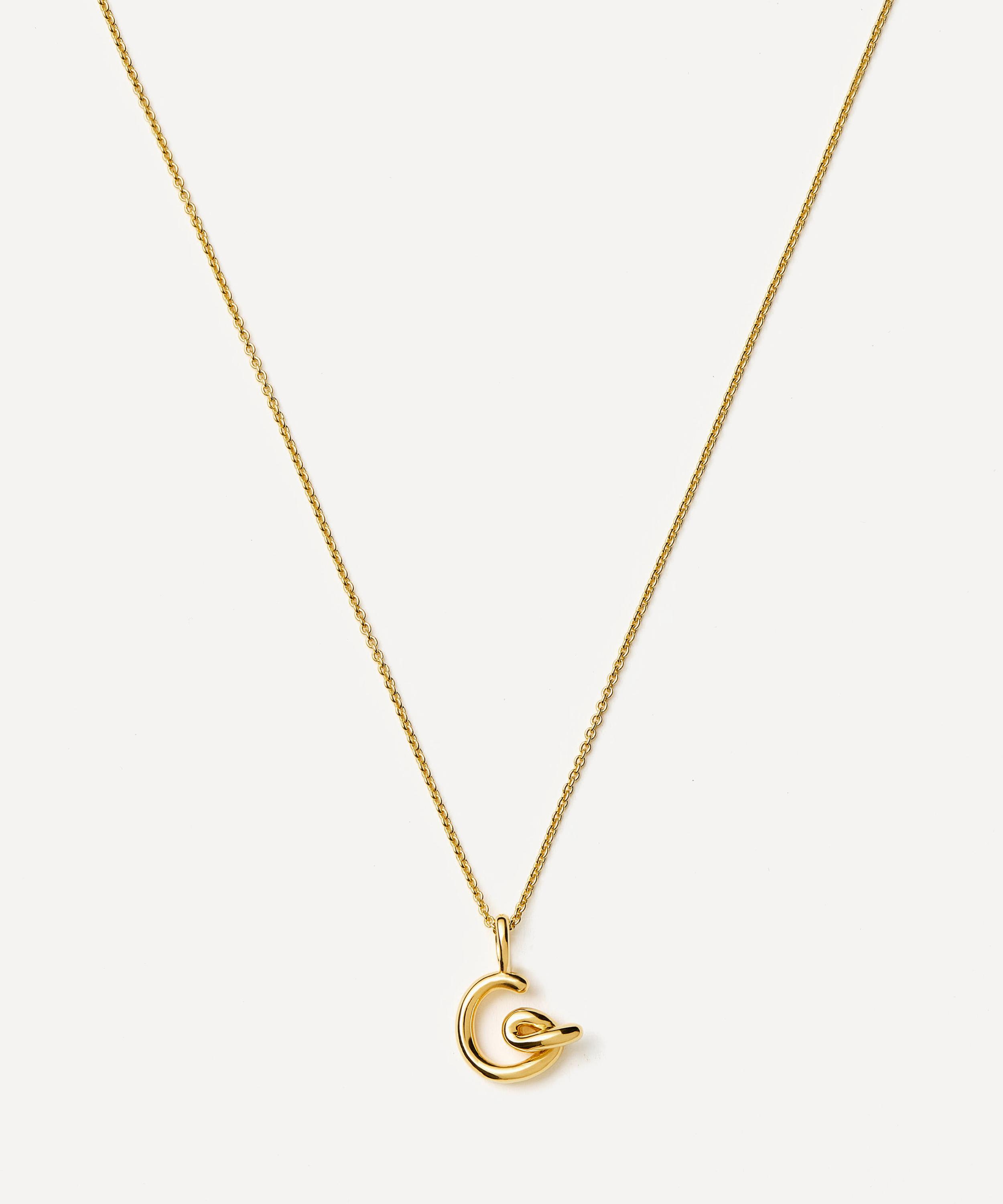 Missoma - 18ct Gold-Plated Vermeil Silver Curly Molten Mini G Initial Pendant Necklace image number 0