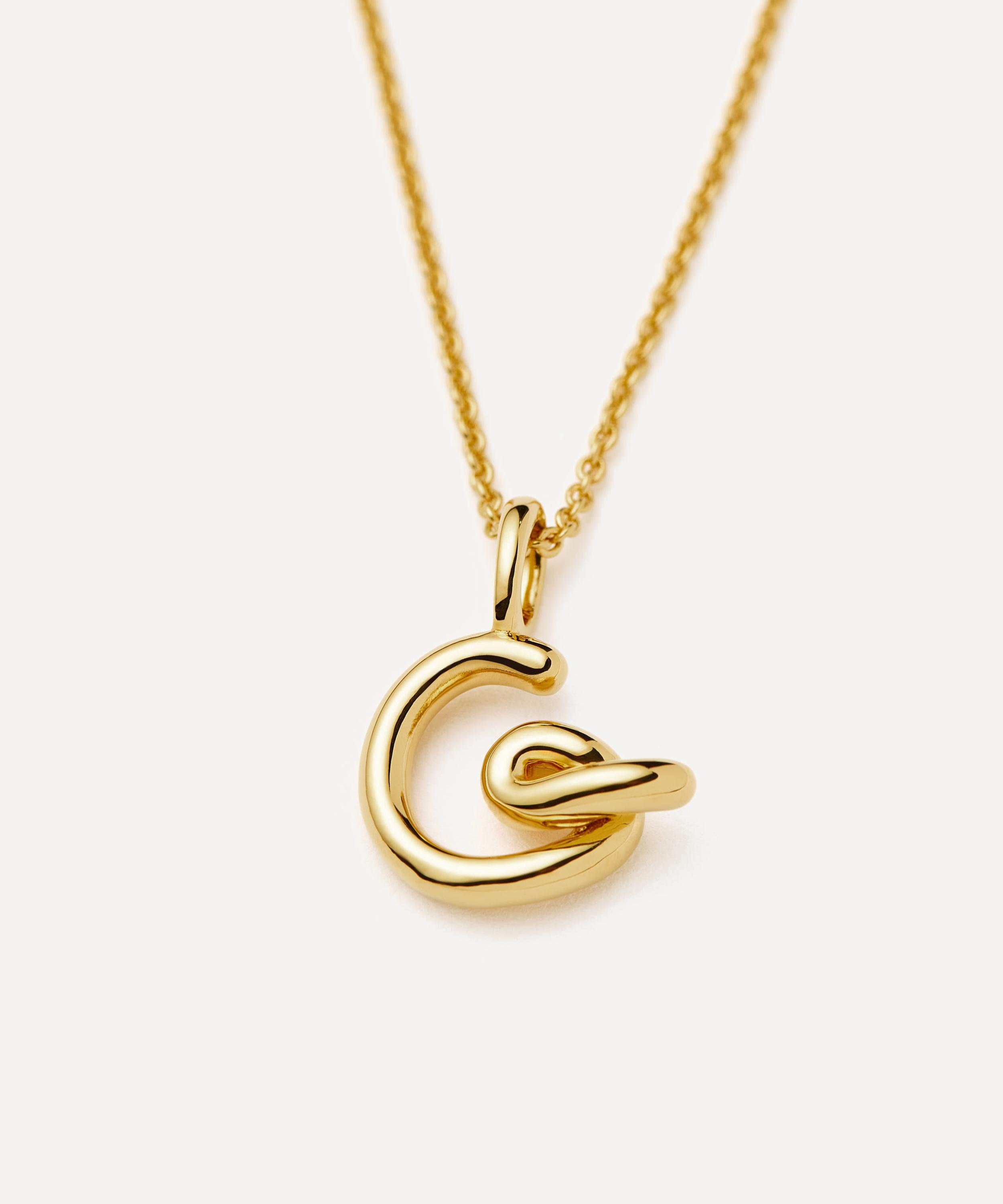 Missoma - 18ct Gold-Plated Vermeil Silver Curly Molten Mini G Initial Pendant Necklace image number 1