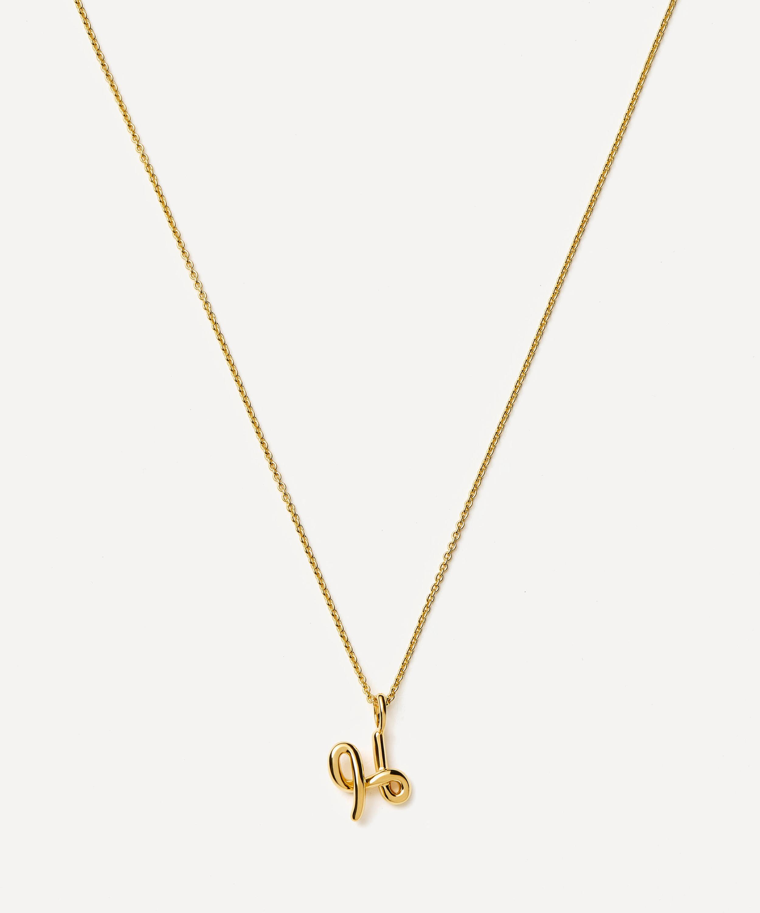 Missoma - 18ct Gold-Plated Vermeil Silver Curly Molten Mini H Initial Pendant Necklace image number 0