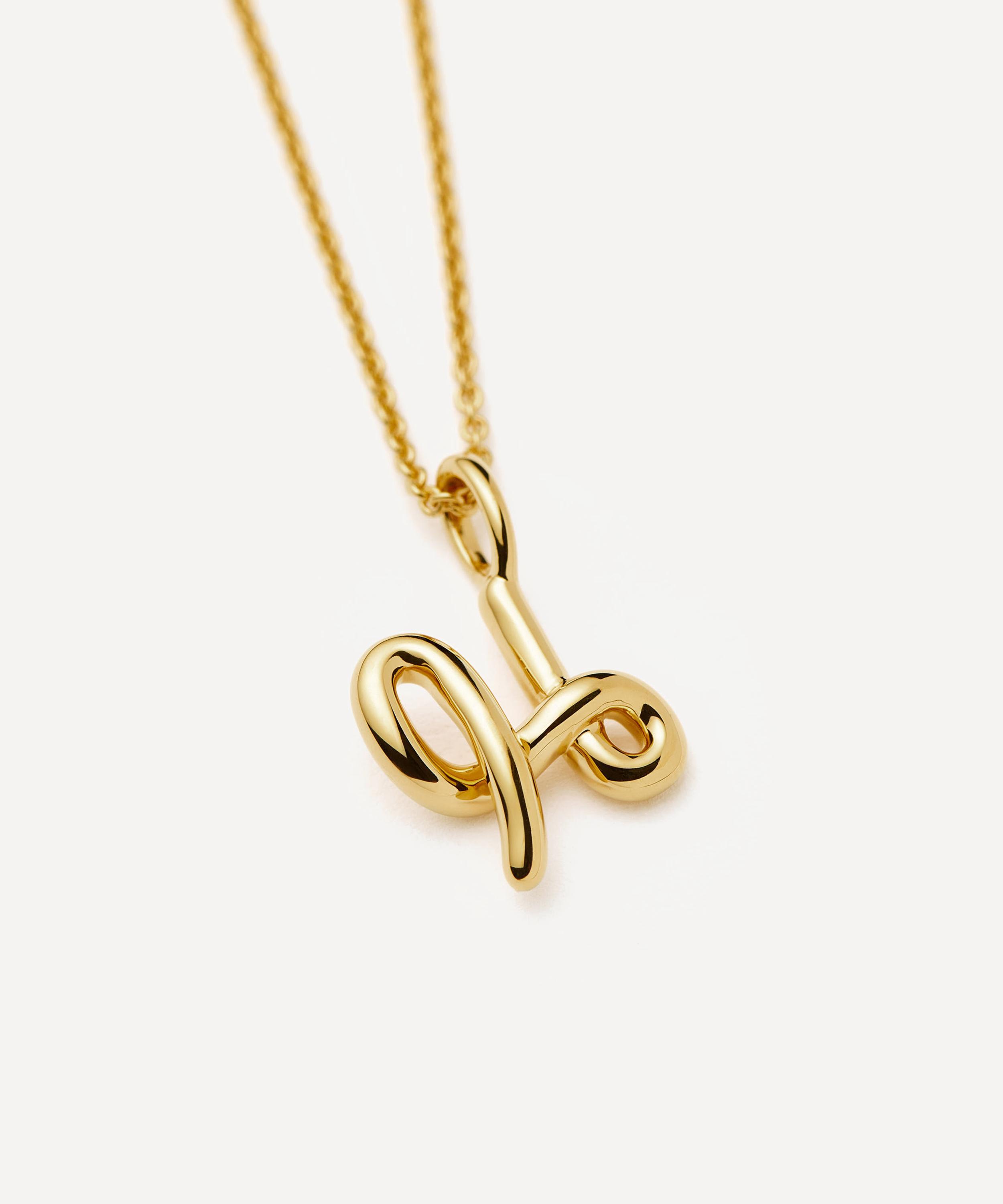 Missoma - 18ct Gold-Plated Vermeil Silver Curly Molten Mini H Initial Pendant Necklace image number 1