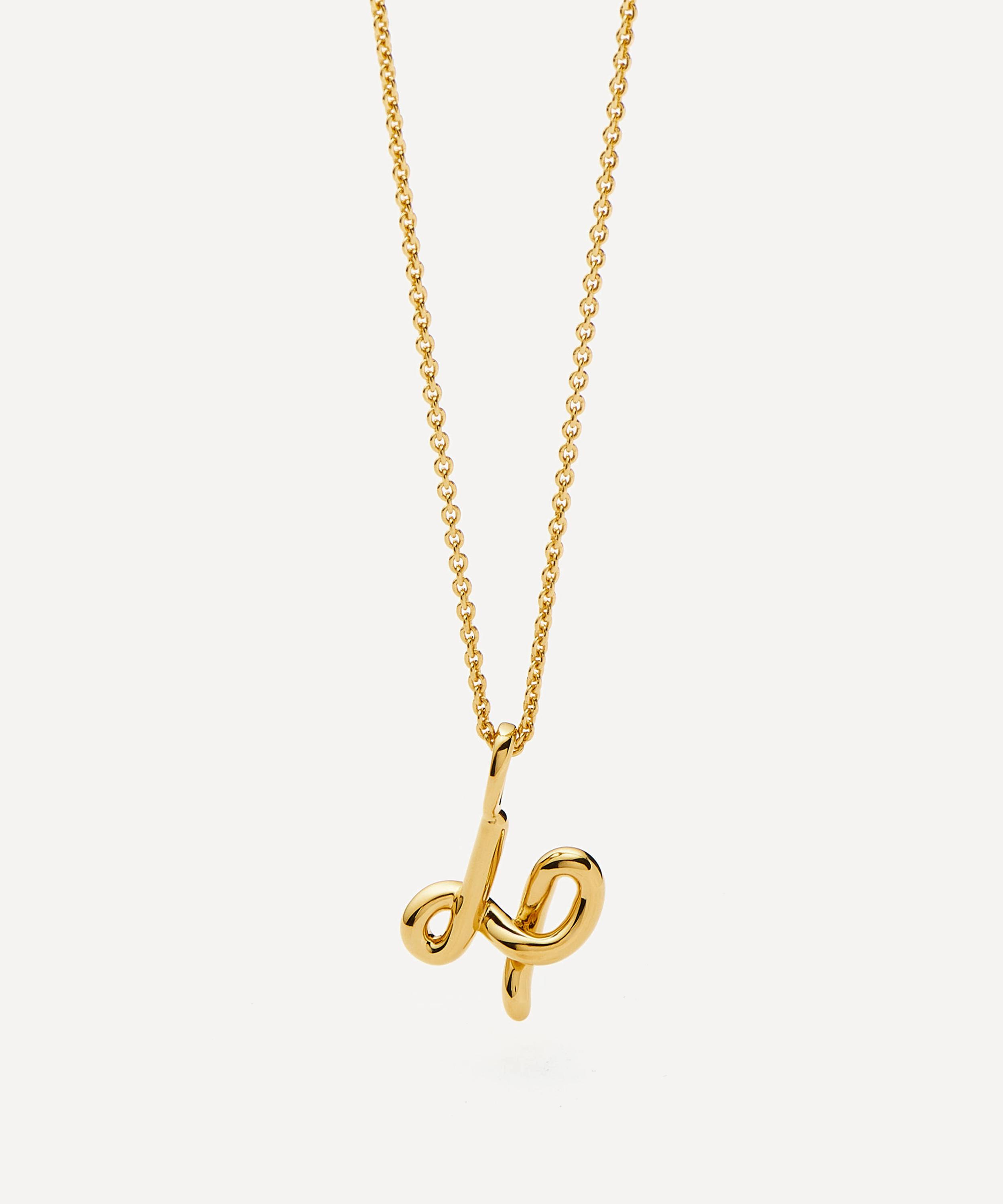 Missoma - 18ct Gold-Plated Vermeil Silver Curly Molten Mini H Initial Pendant Necklace image number 3