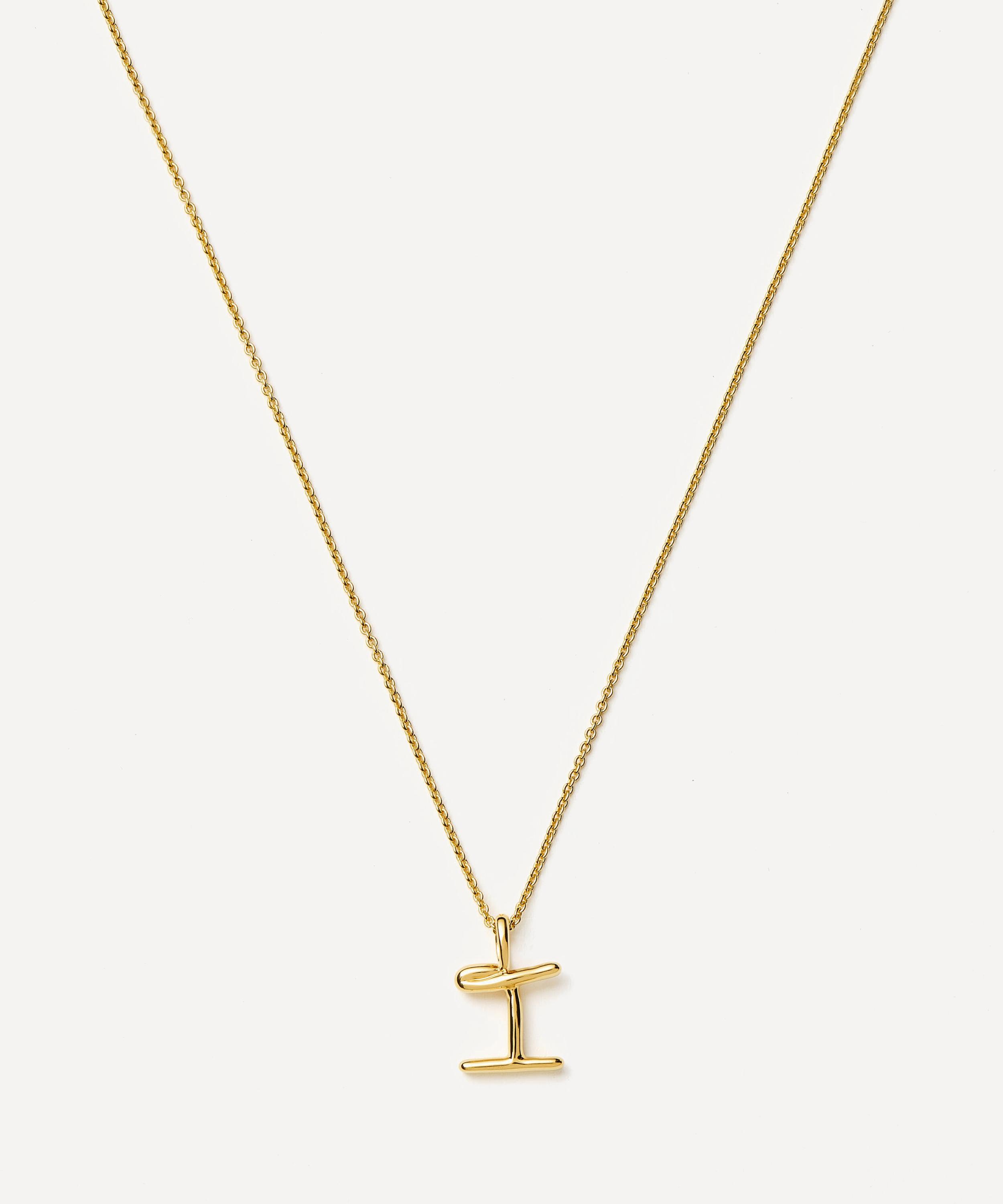 Missoma - 18ct Gold-Plated Vermeil Silver Curly Molten Mini I Initial Pendant Necklace image number 0