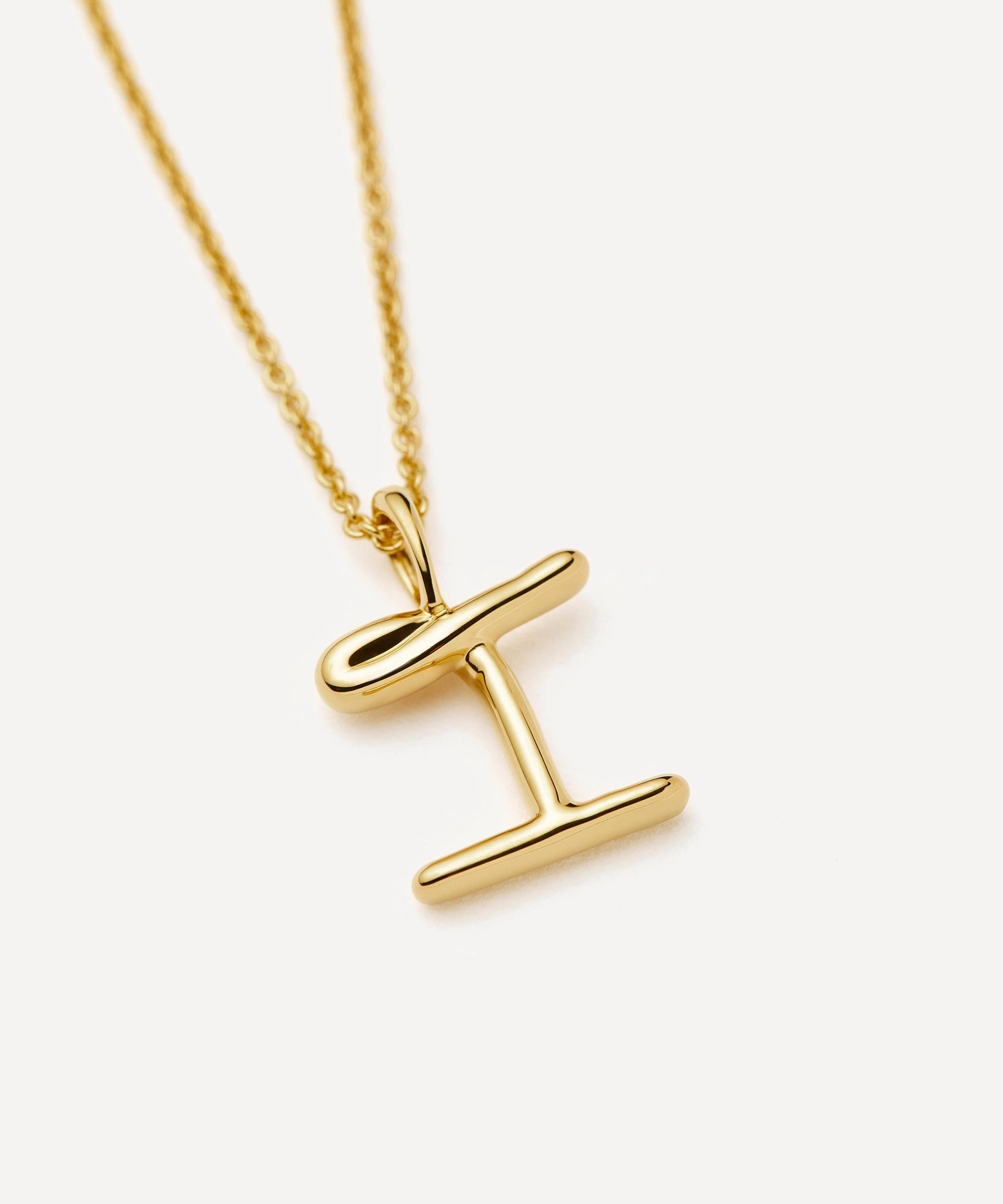 Missoma - 18ct Gold-Plated Vermeil Silver Curly Molten Mini I Initial Pendant Necklace image number 1