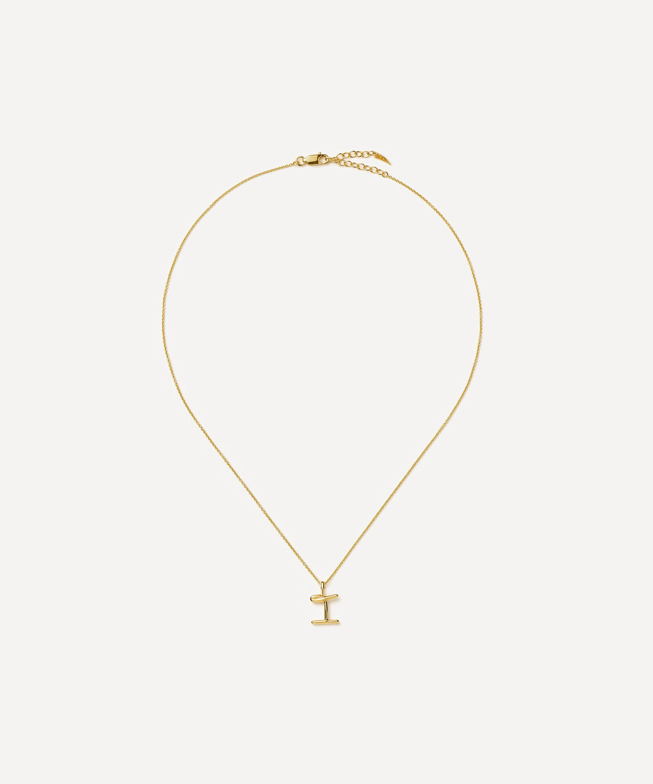 Missoma - 18ct Gold-Plated Vermeil Silver Curly Molten Mini I Initial Pendant Necklace image number 2