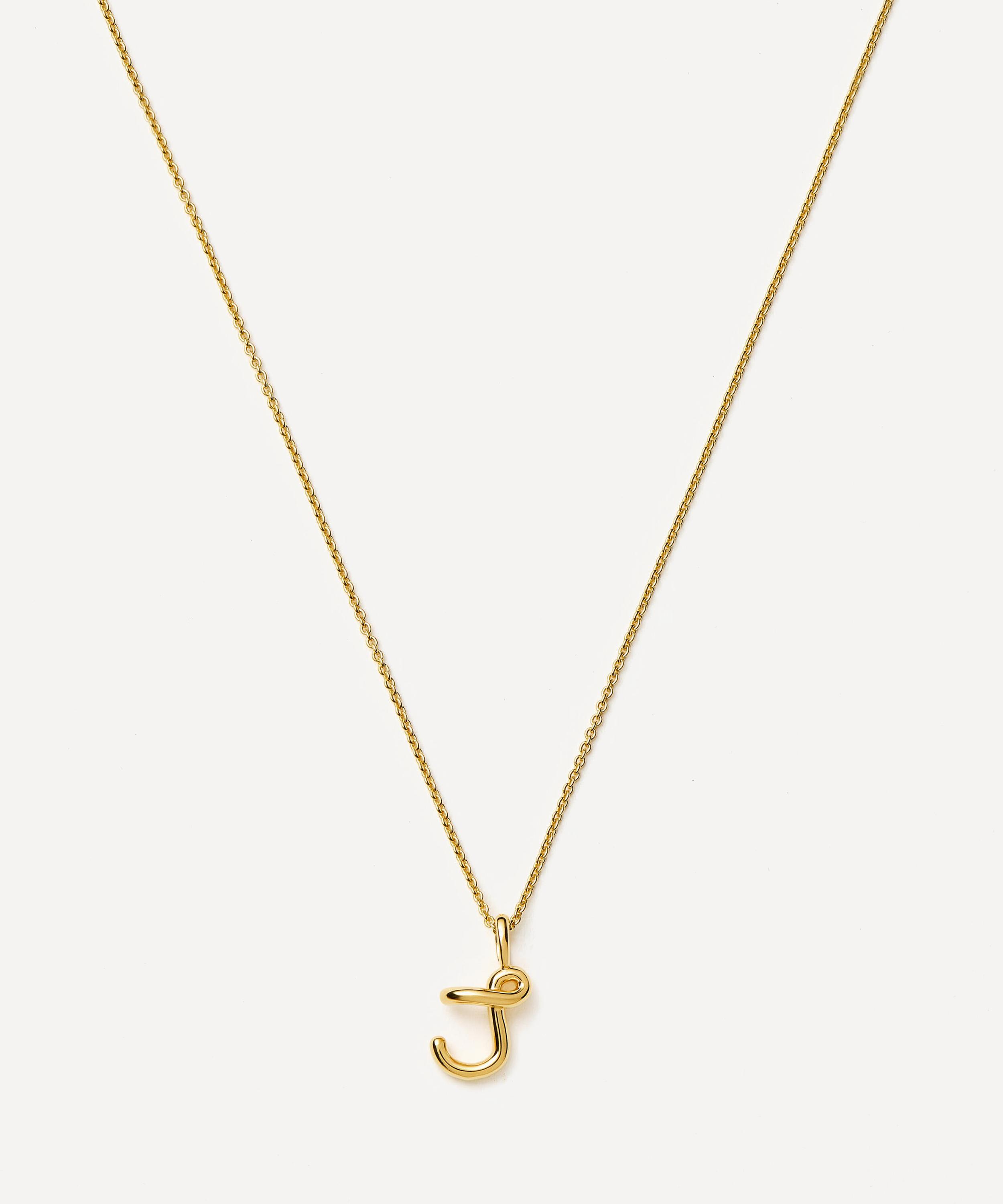 Missoma - 18ct Gold-Plated Vermeil Silver Curly Molten Mini J Initial Pendant Necklace image number 0