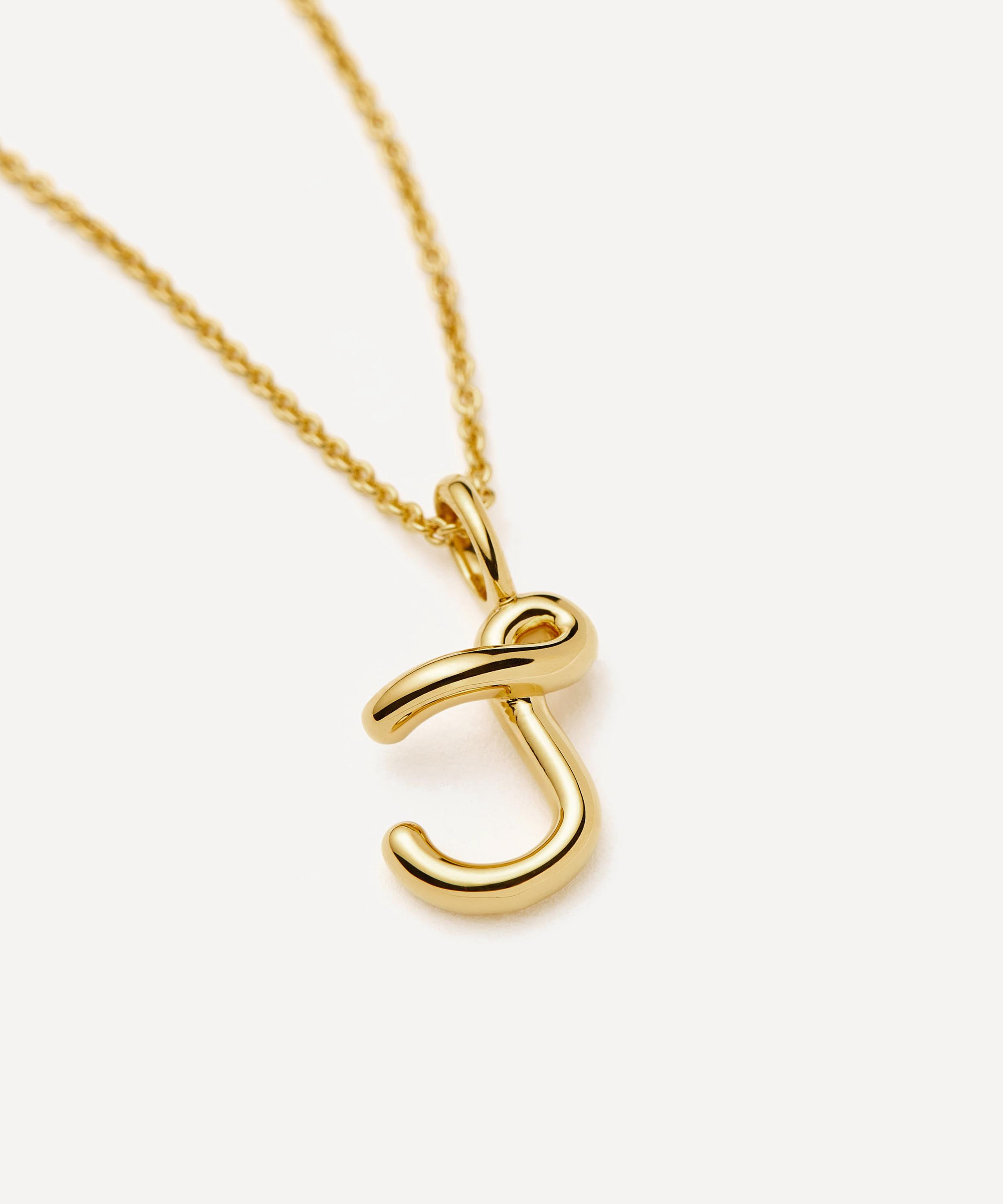 Missoma - 18ct Gold-Plated Vermeil Silver Curly Molten Mini J Initial Pendant Necklace image number 1