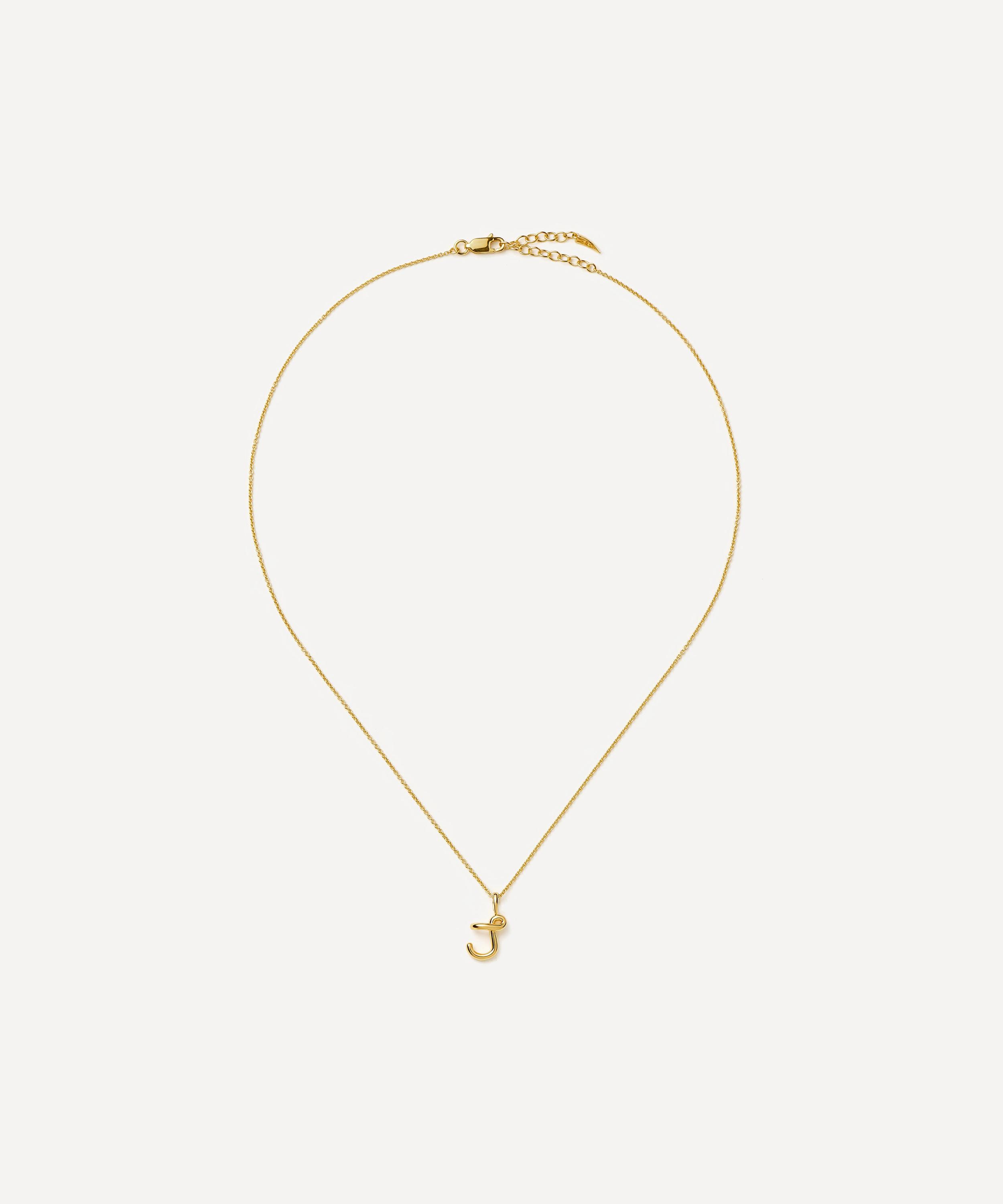 Missoma - 18ct Gold-Plated Vermeil Silver Curly Molten Mini J Initial Pendant Necklace image number 2