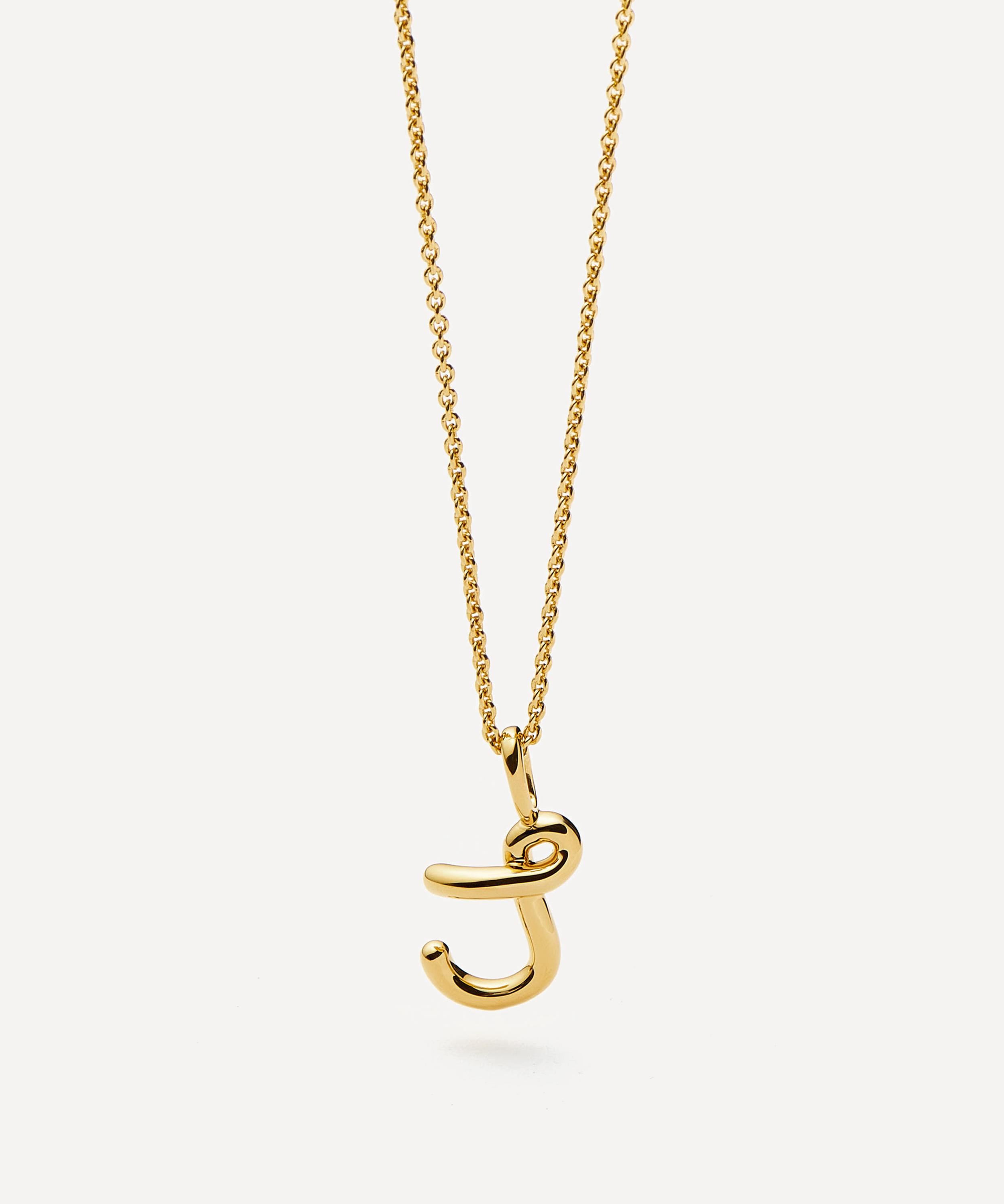 Missoma - 18ct Gold-Plated Vermeil Silver Curly Molten Mini J Initial Pendant Necklace image number 3