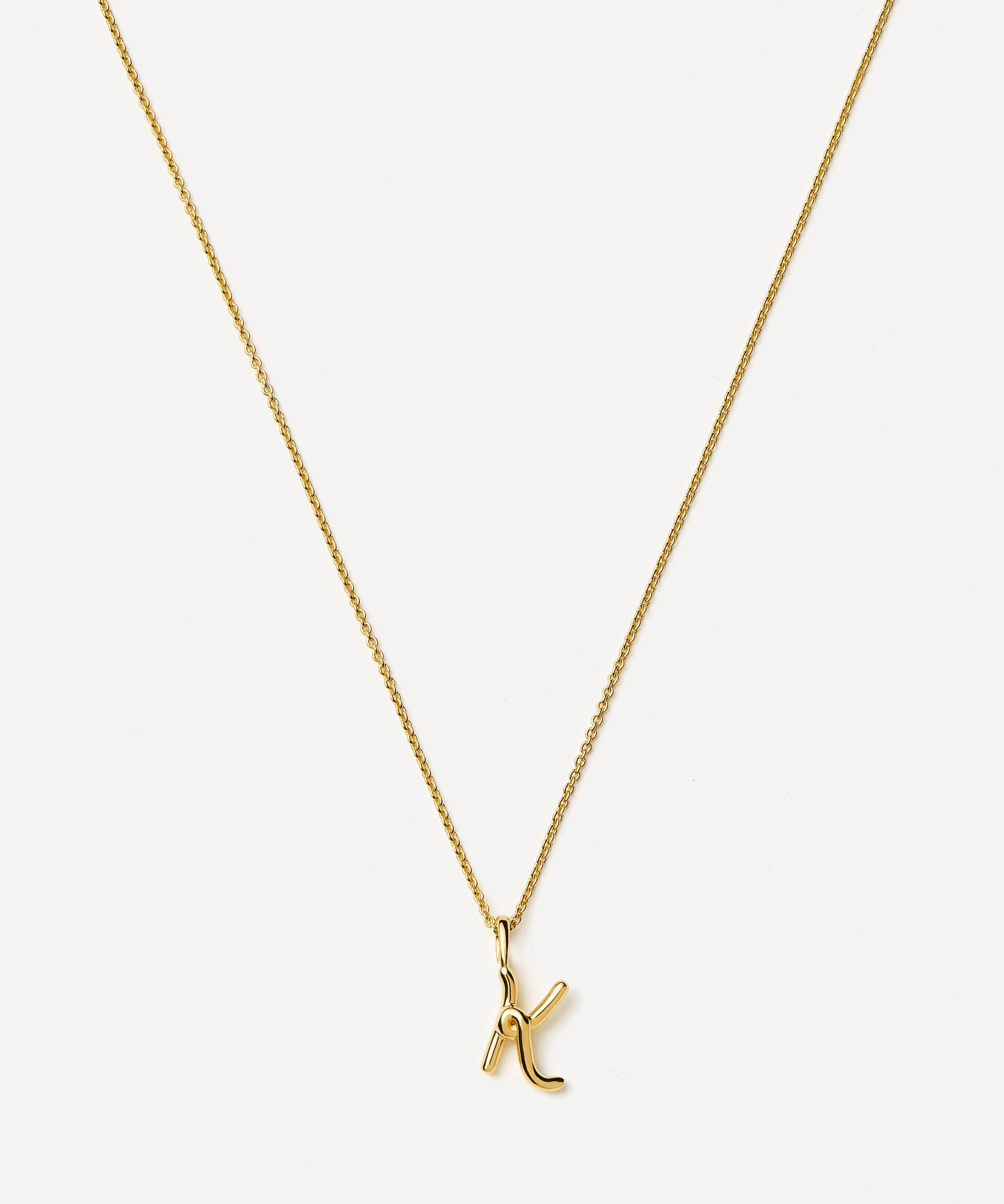 Missoma - 18ct Gold-Plated Vermeil Silver Curly Molten Mini K Initial Pendant Necklace image number 0