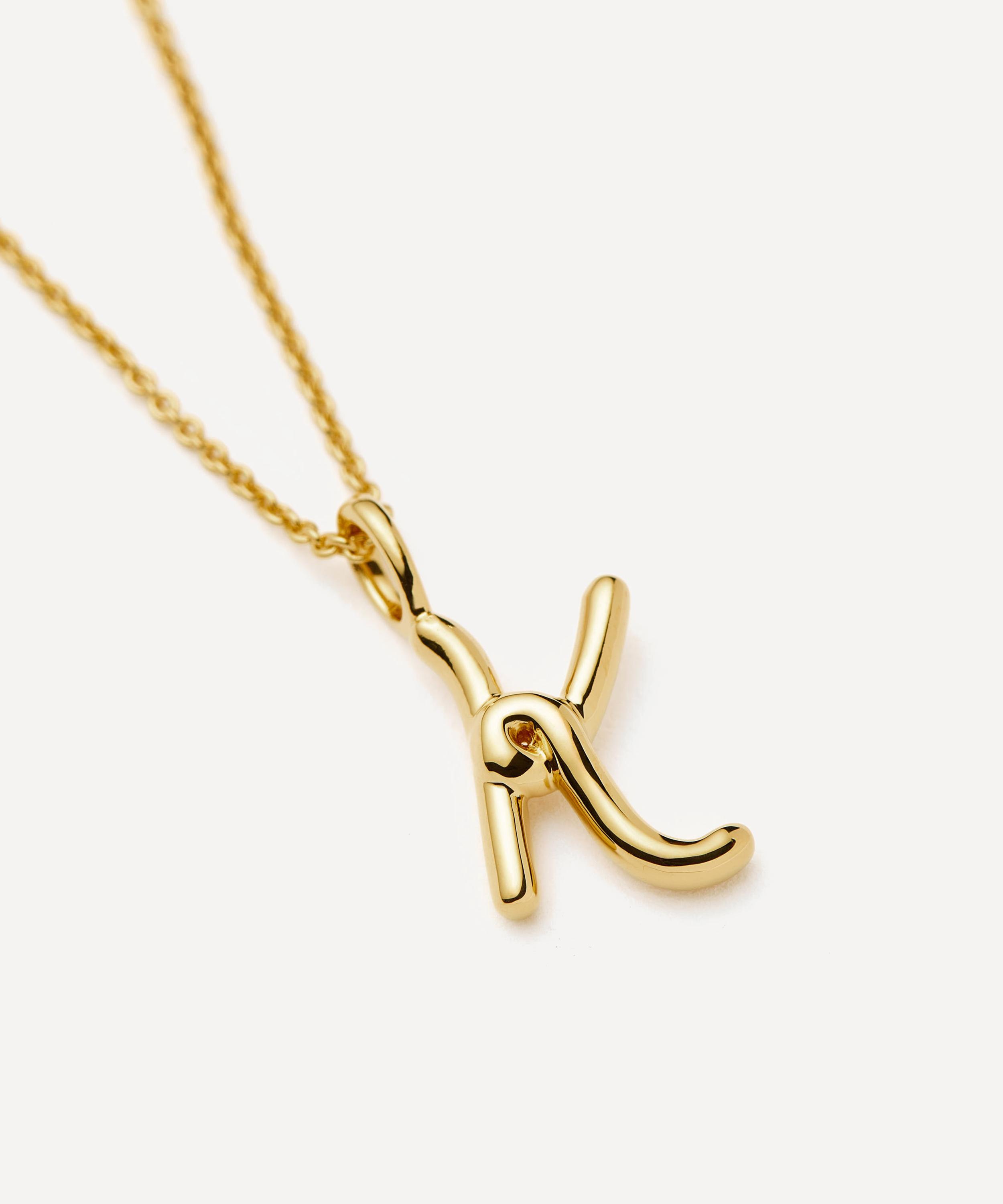 Missoma - 18ct Gold-Plated Vermeil Silver Curly Molten Mini K Initial Pendant Necklace image number 1