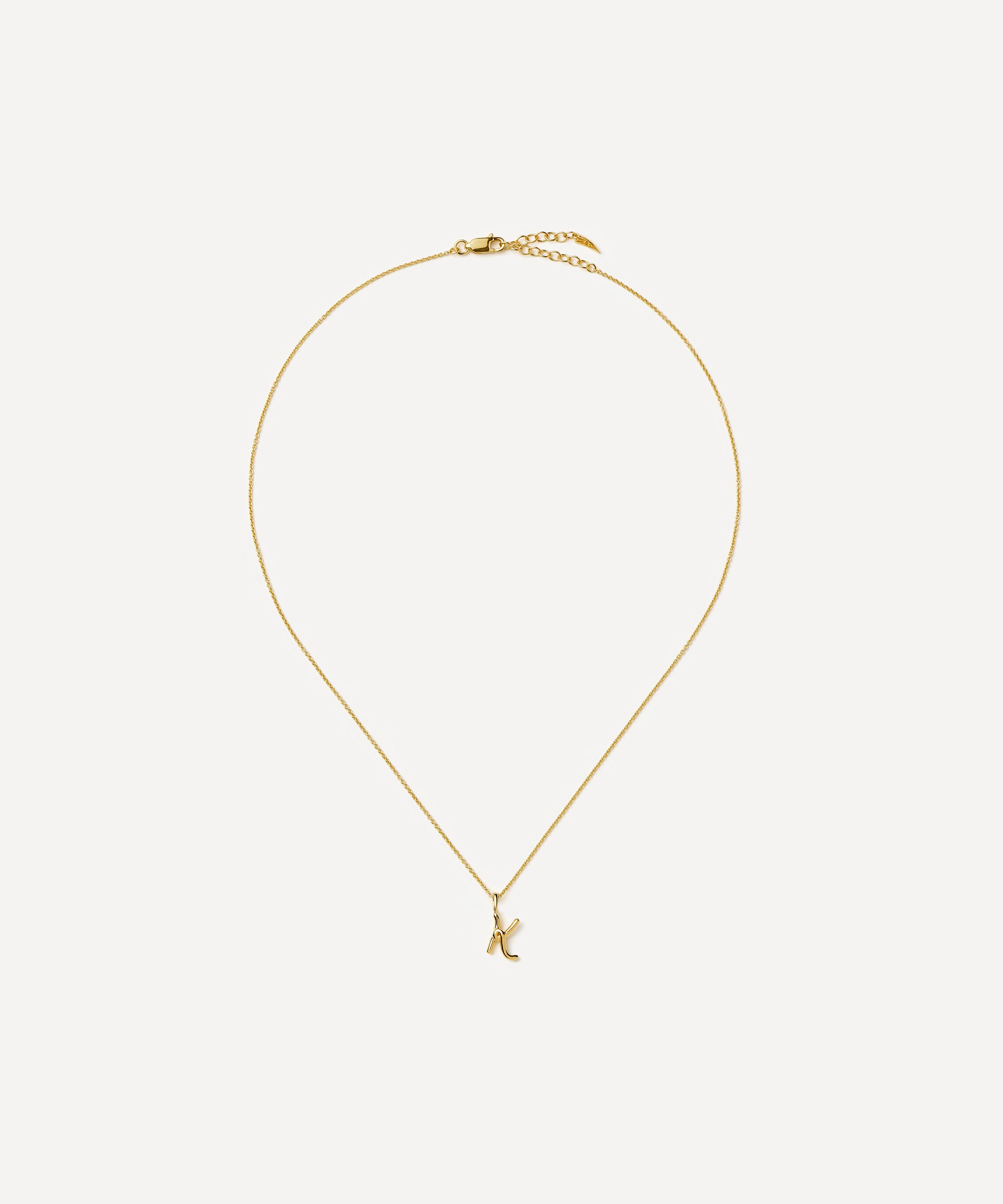 Missoma - 18ct Gold-Plated Vermeil Silver Curly Molten Mini K Initial Pendant Necklace image number 2
