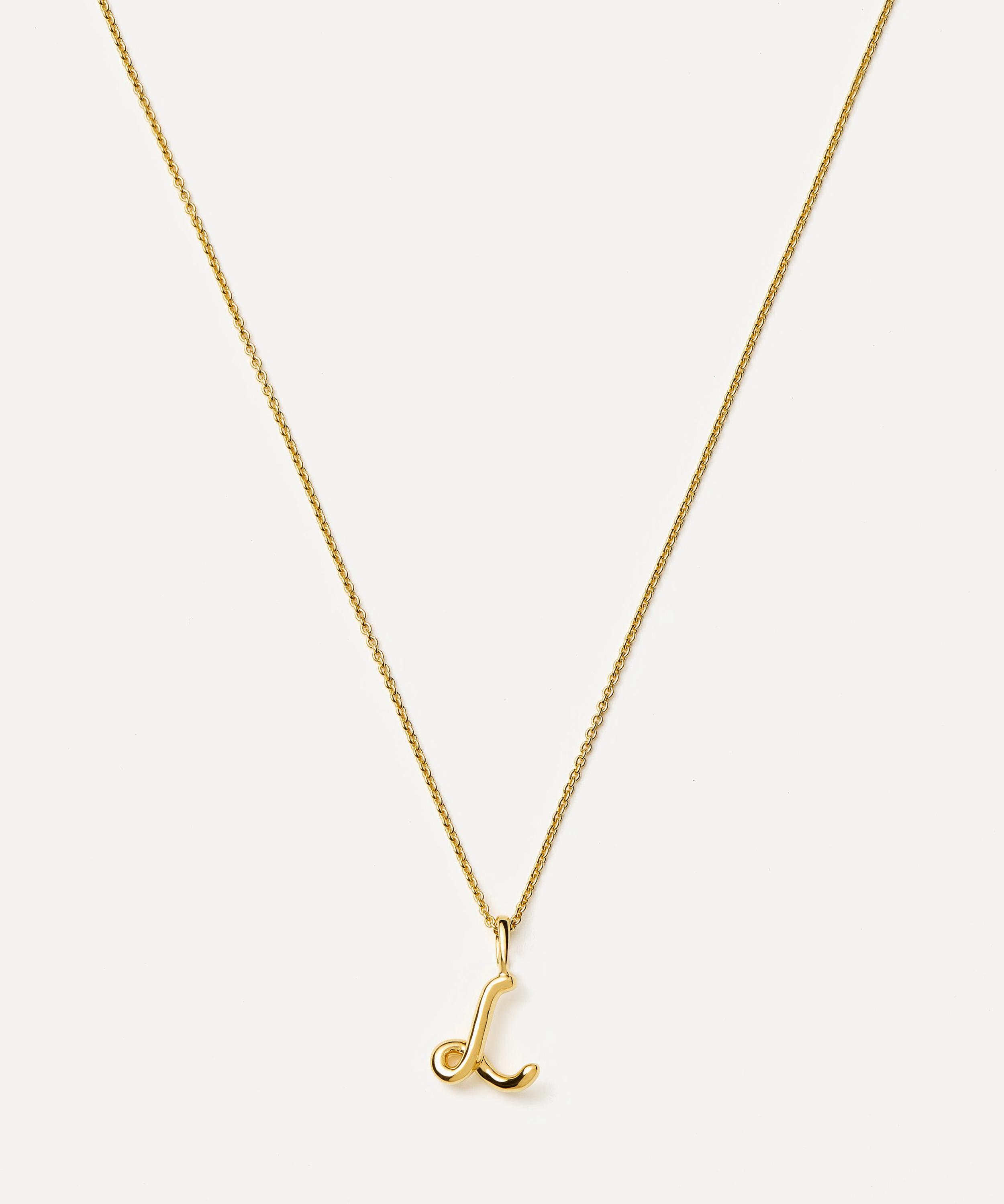 Missoma - 18ct Gold-Plated Vermeil Silver Curly Molten Mini L Initial Pendant Necklace image number 0