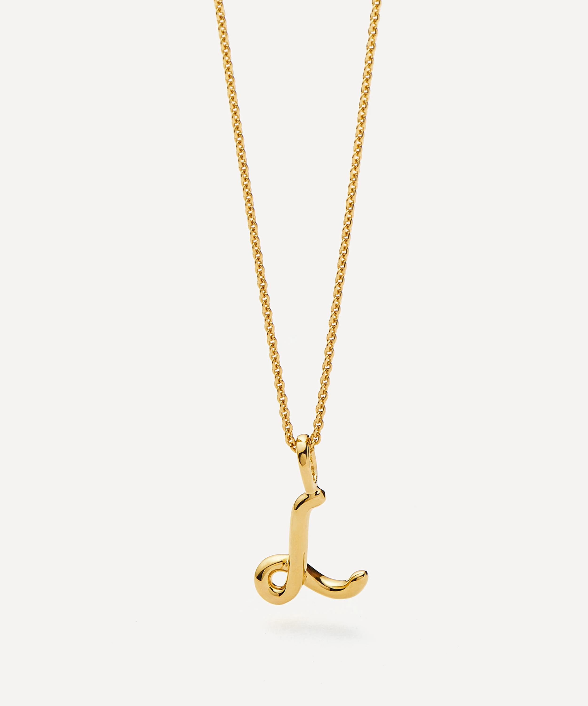 Missoma - 18ct Gold-Plated Vermeil Silver Curly Molten Mini L Initial Pendant Necklace image number 3