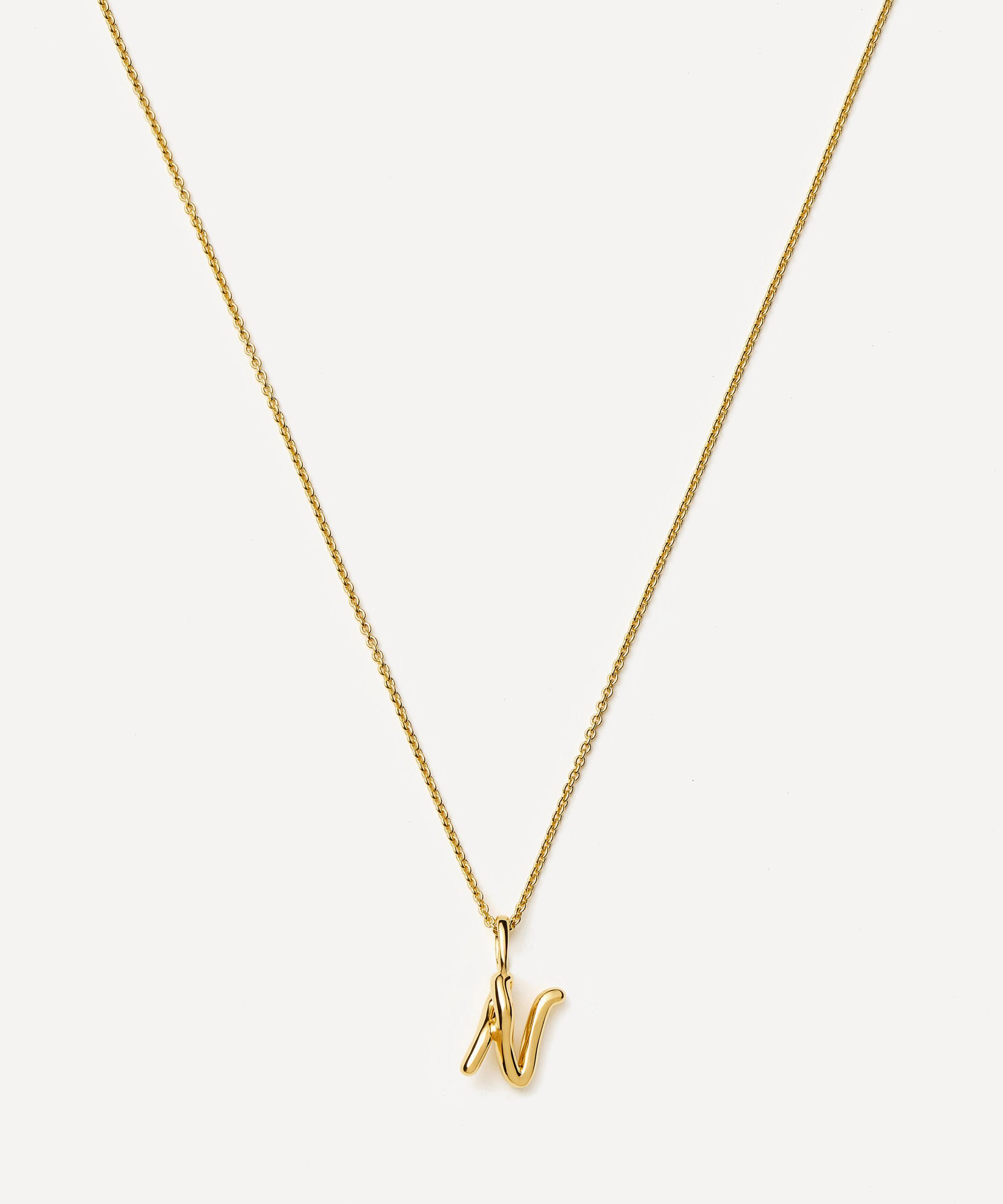 Missoma - 18ct Gold-Plated Vermeil Silver Curly Molten Mini N Initial Pendant Necklace image number 0