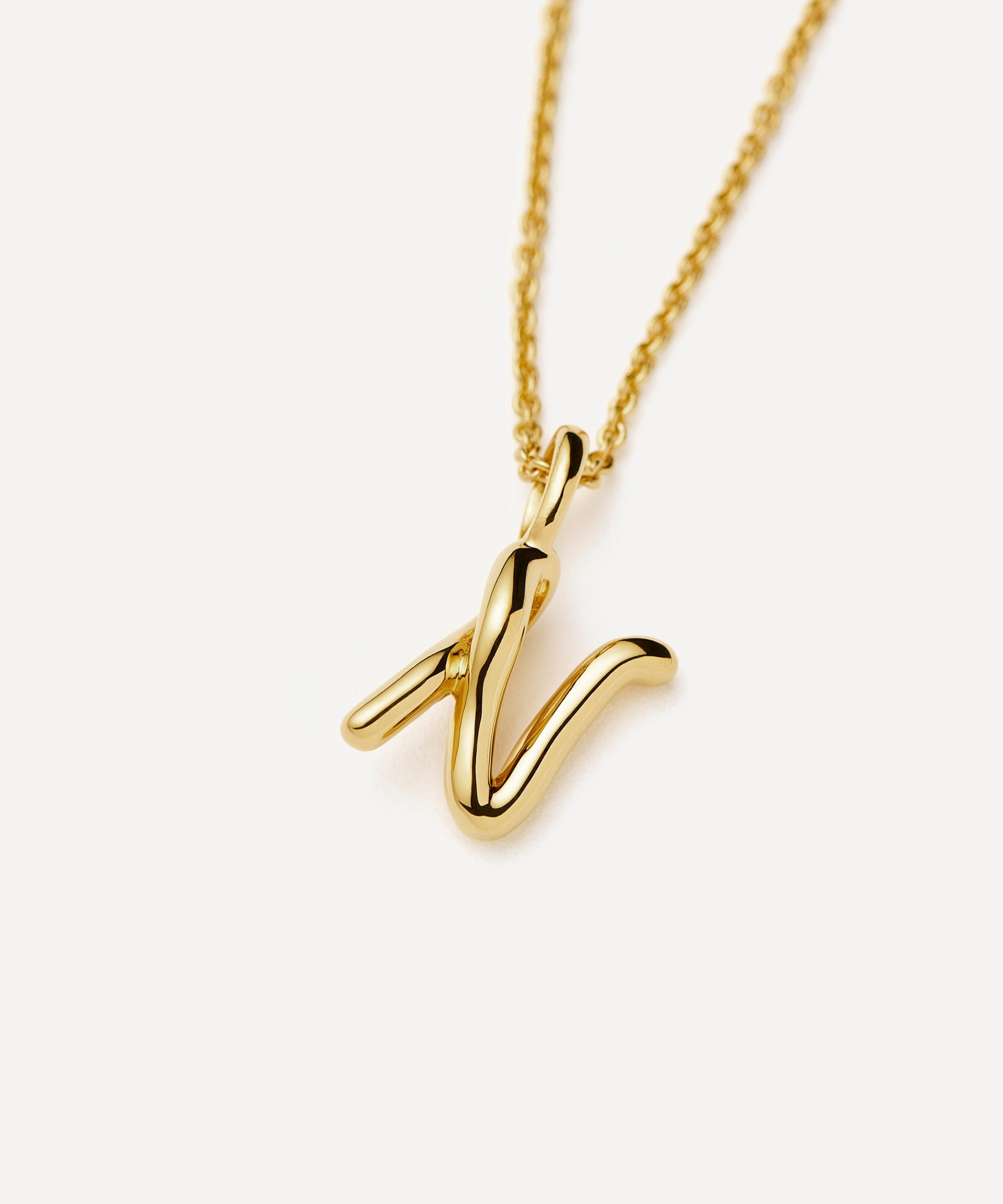 Missoma - 18ct Gold-Plated Vermeil Silver Curly Molten Mini N Initial Pendant Necklace image number 1