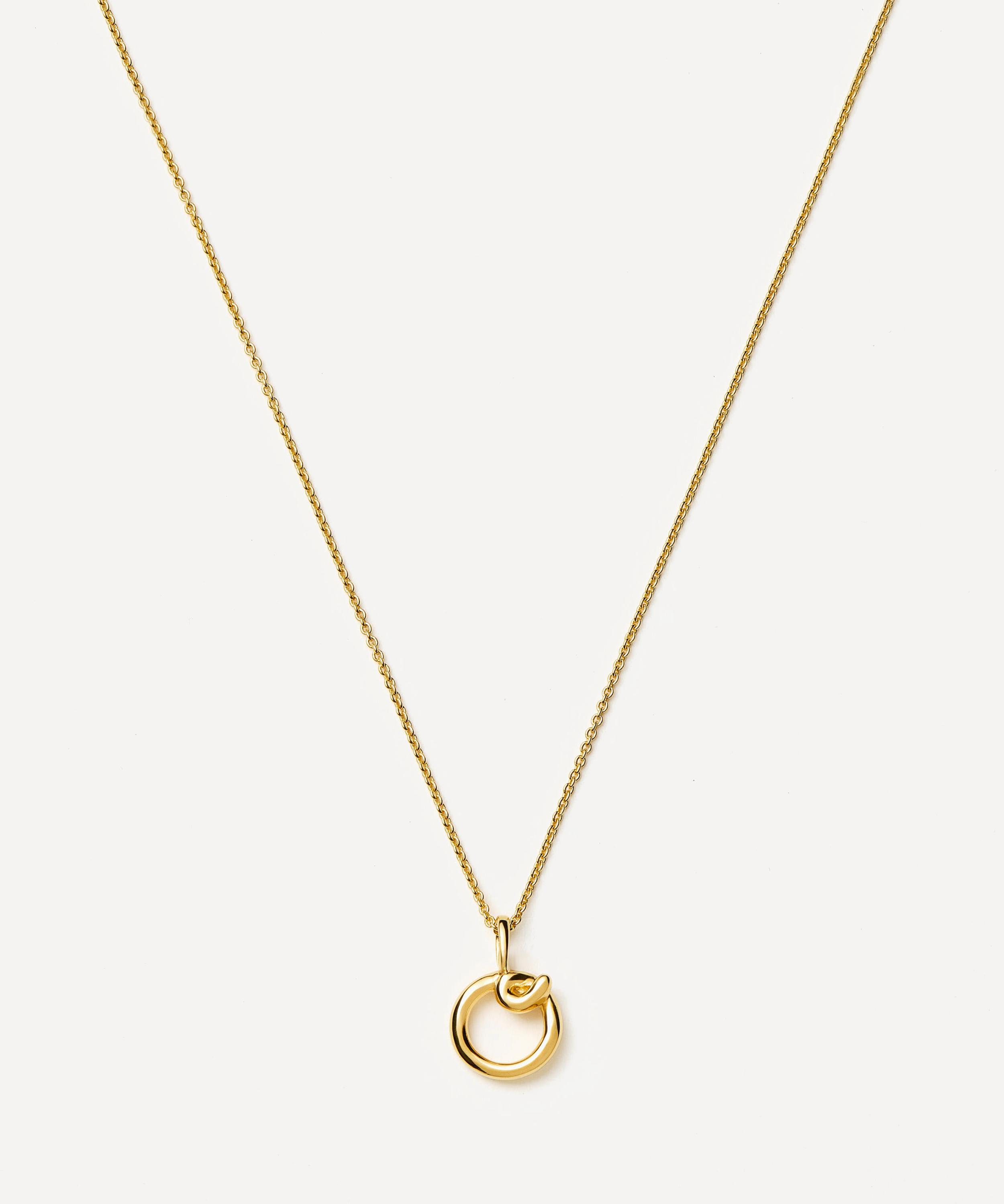 Missoma - 18ct Gold-Plated Vermeil Silver Curly Molten Mini O Initial Pendant Necklace image number 0