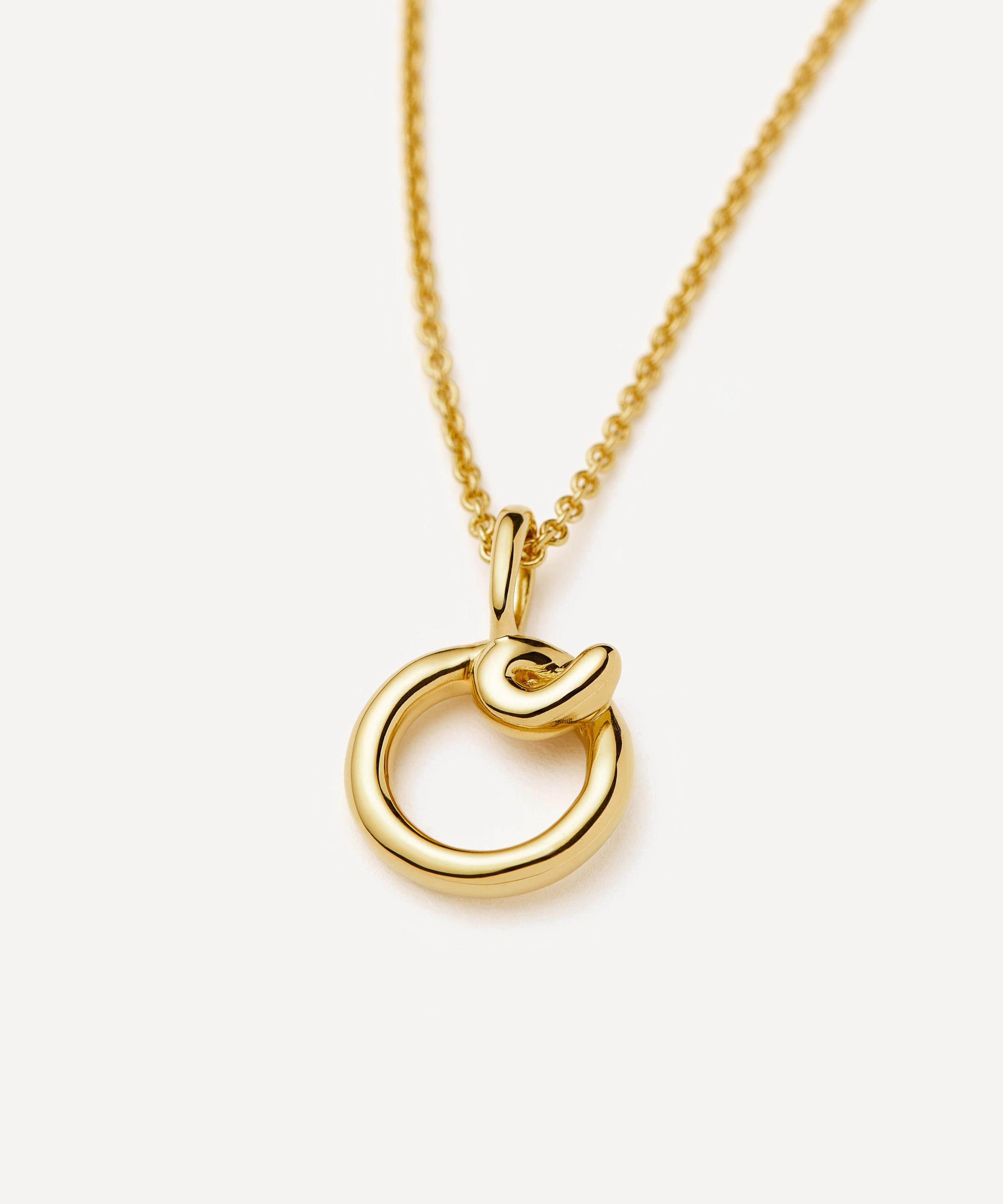 Missoma - 18ct Gold-Plated Vermeil Silver Curly Molten Mini O Initial Pendant Necklace image number 1
