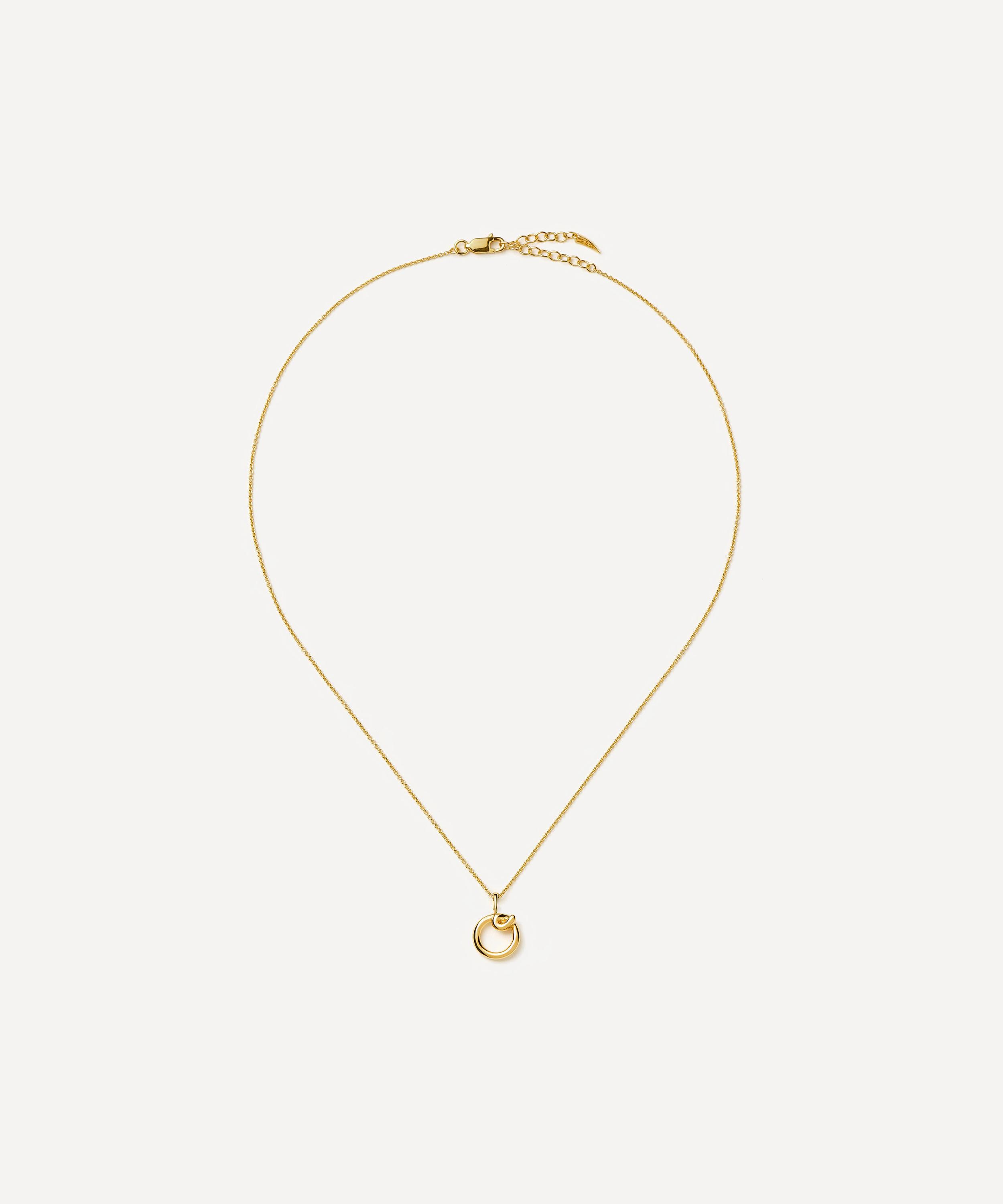 Missoma - 18ct Gold-Plated Vermeil Silver Curly Molten Mini O Initial Pendant Necklace image number 2