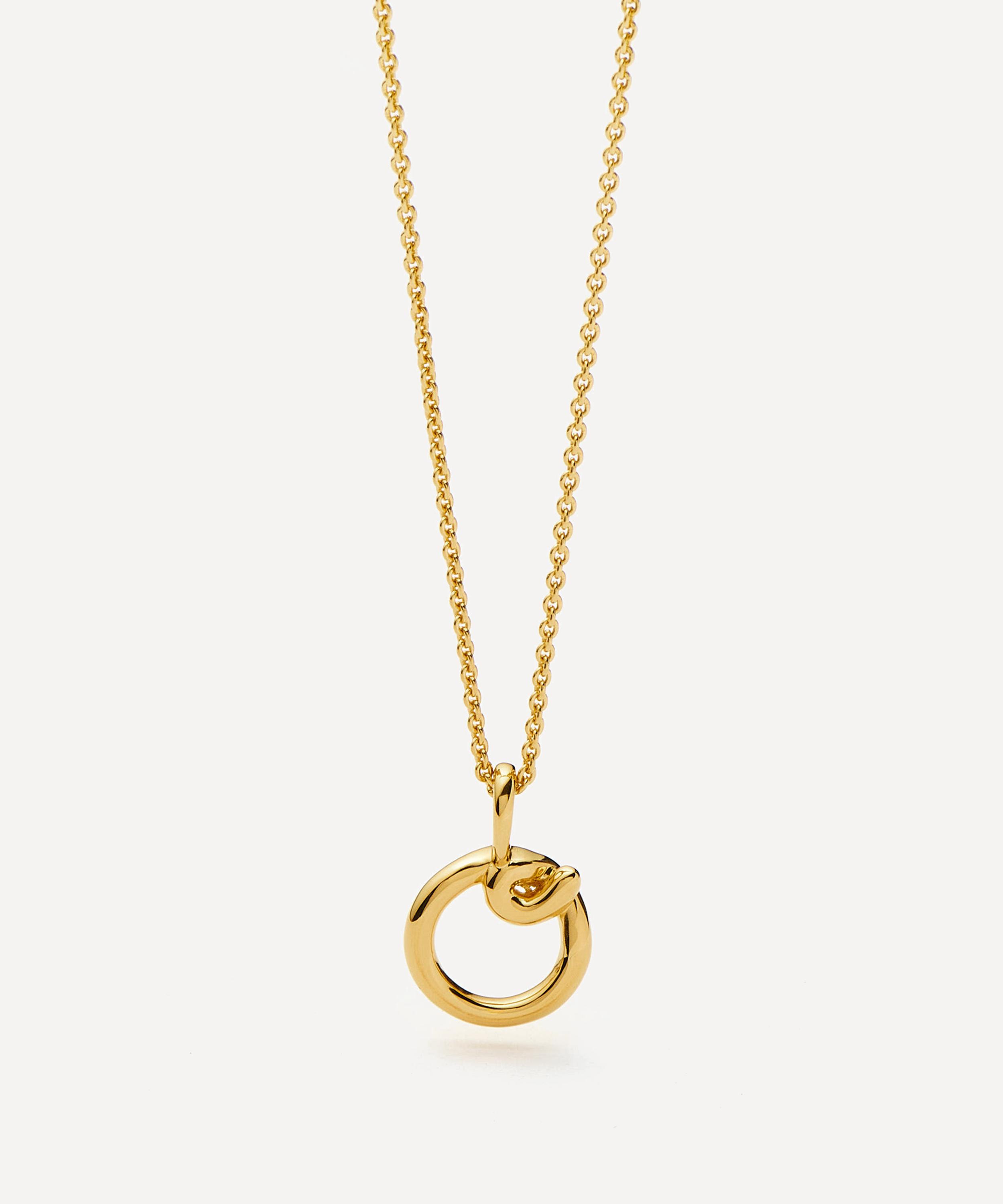 Missoma - 18ct Gold-Plated Vermeil Silver Curly Molten Mini O Initial Pendant Necklace image number 3
