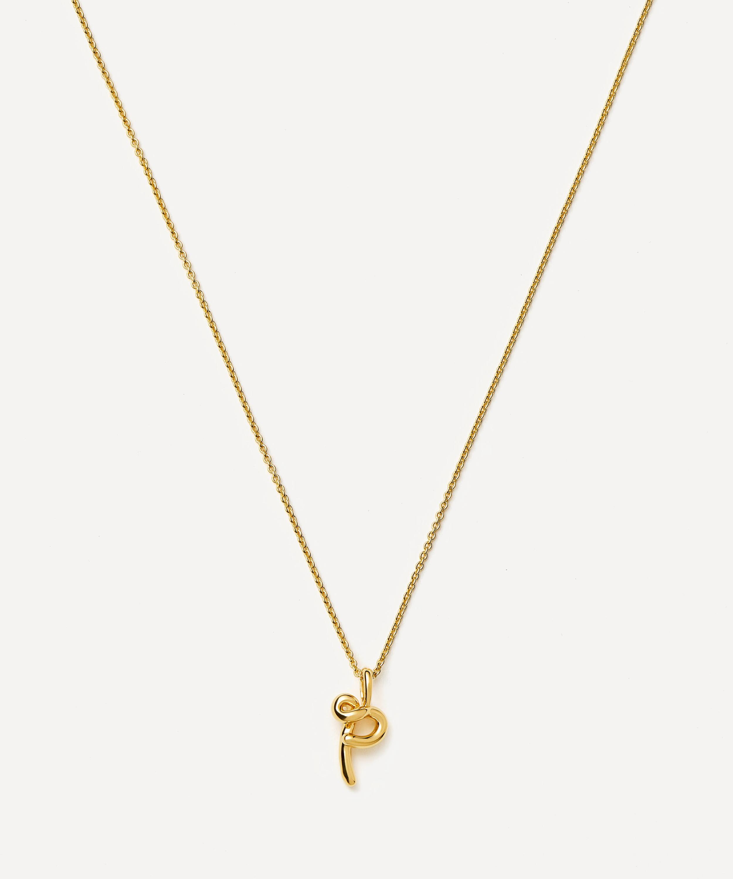 Missoma - 18ct Gold-Plated Vermeil Silver Curly Molten Mini P Initial Pendant Necklace