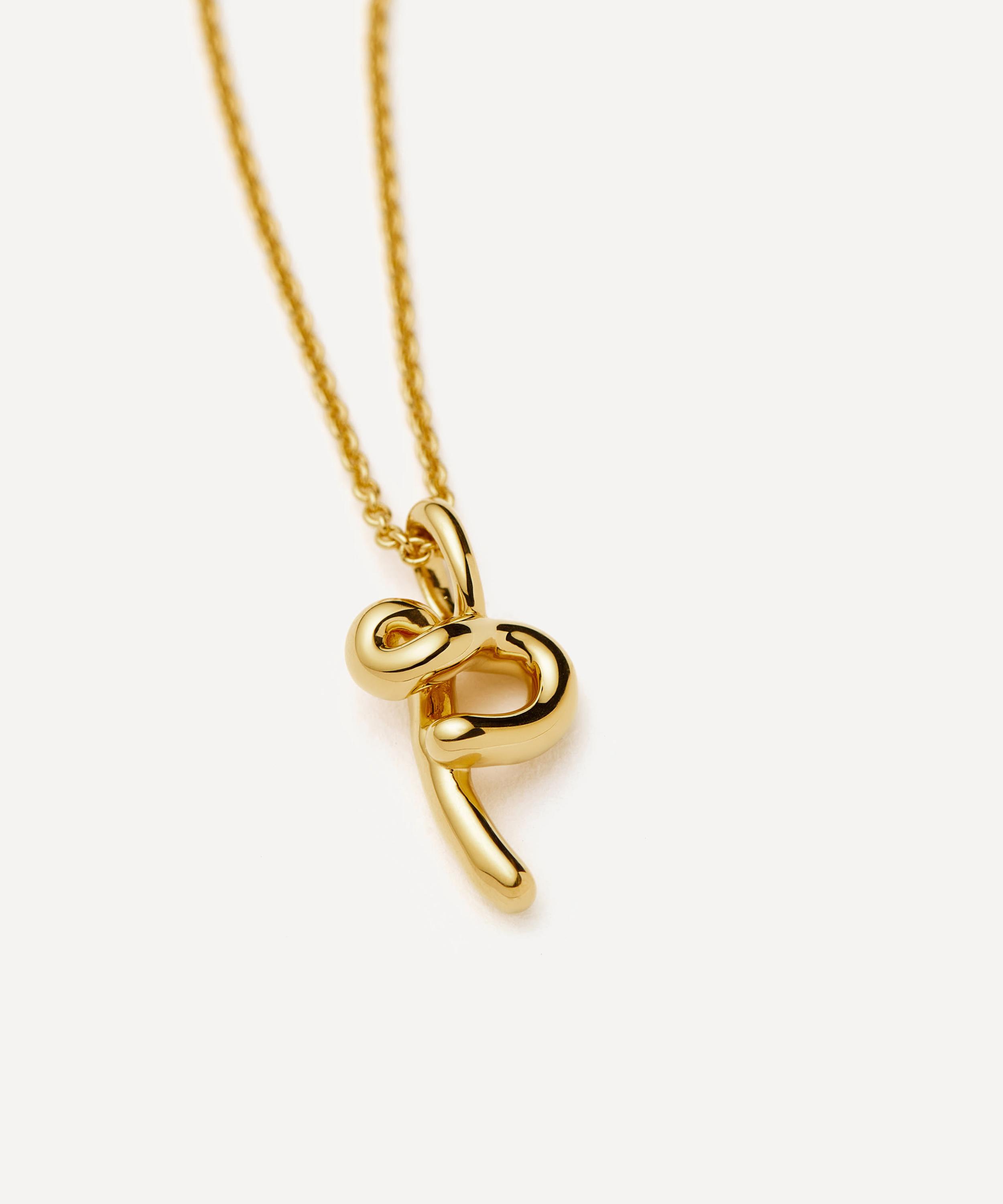 Missoma - 18ct Gold-Plated Vermeil Silver Curly Molten Mini P Initial Pendant Necklace image number 1