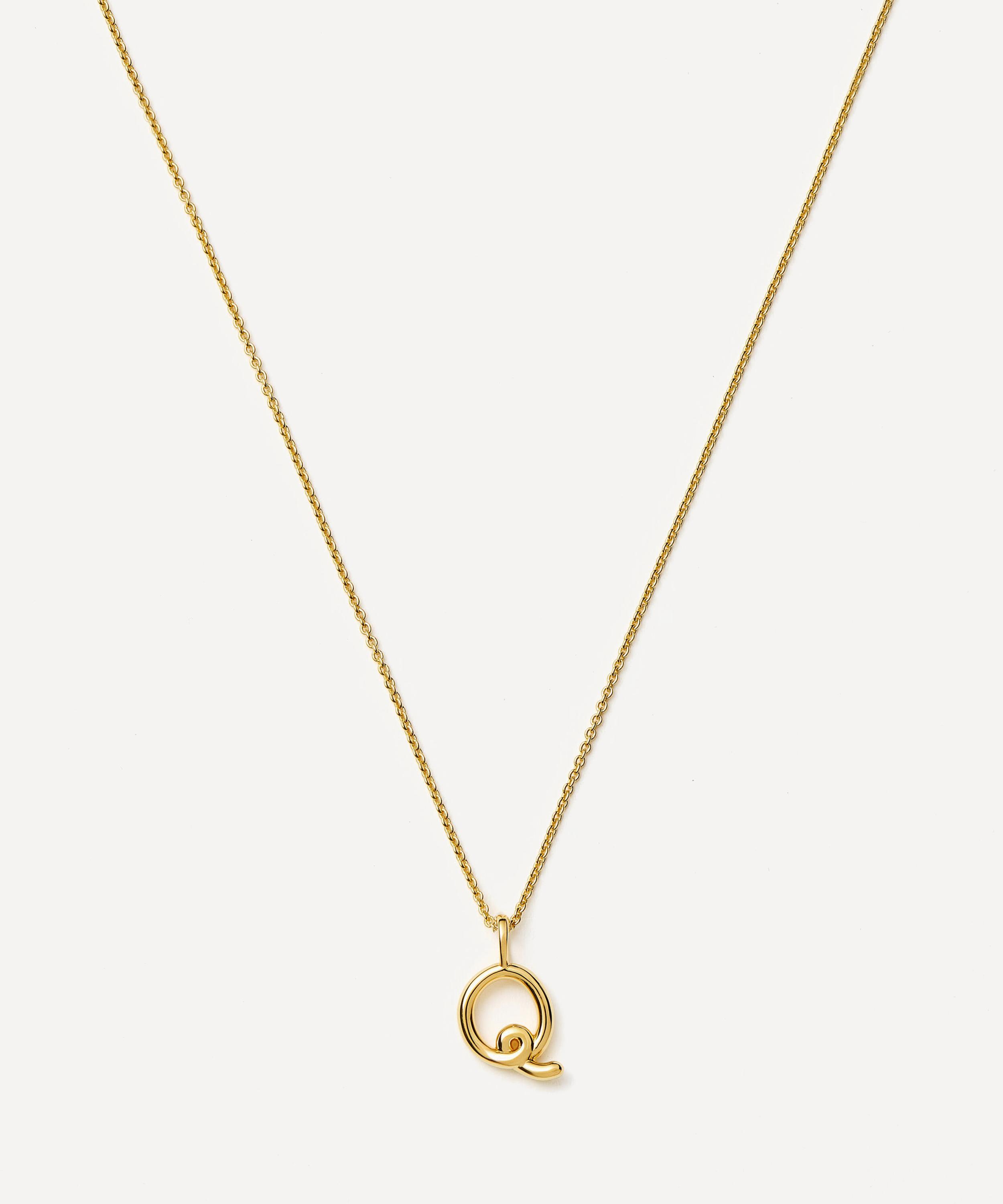 Missoma - 18ct Gold-Plated Vermeil Silver Curly Molten Mini Q Initial Pendant Necklace image number 0