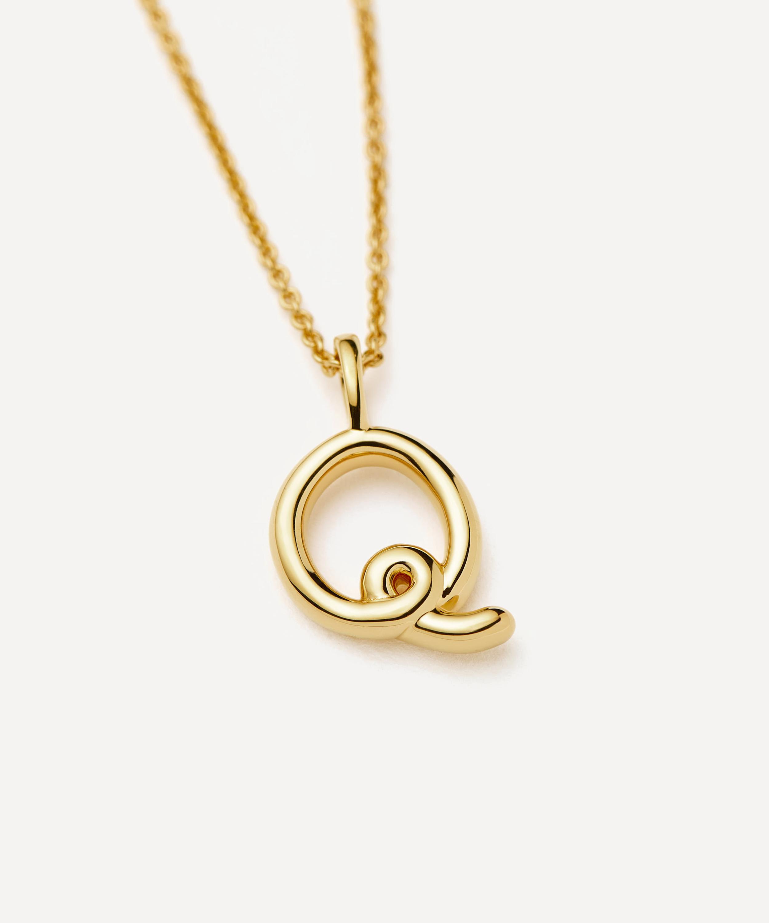 Missoma - 18ct Gold-Plated Vermeil Silver Curly Molten Mini Q Initial Pendant Necklace image number 1