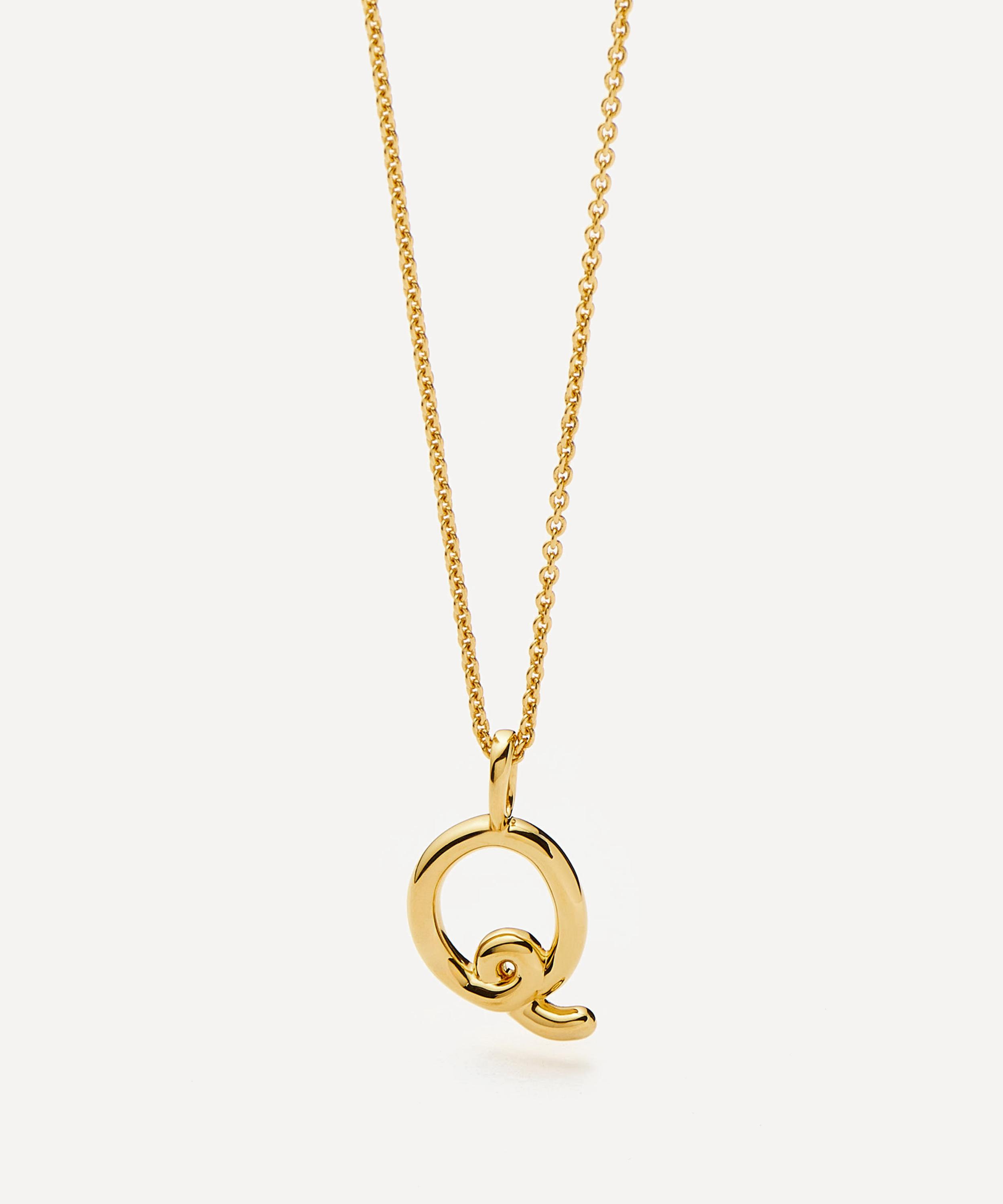Missoma - 18ct Gold-Plated Vermeil Silver Curly Molten Mini Q Initial Pendant Necklace image number 3