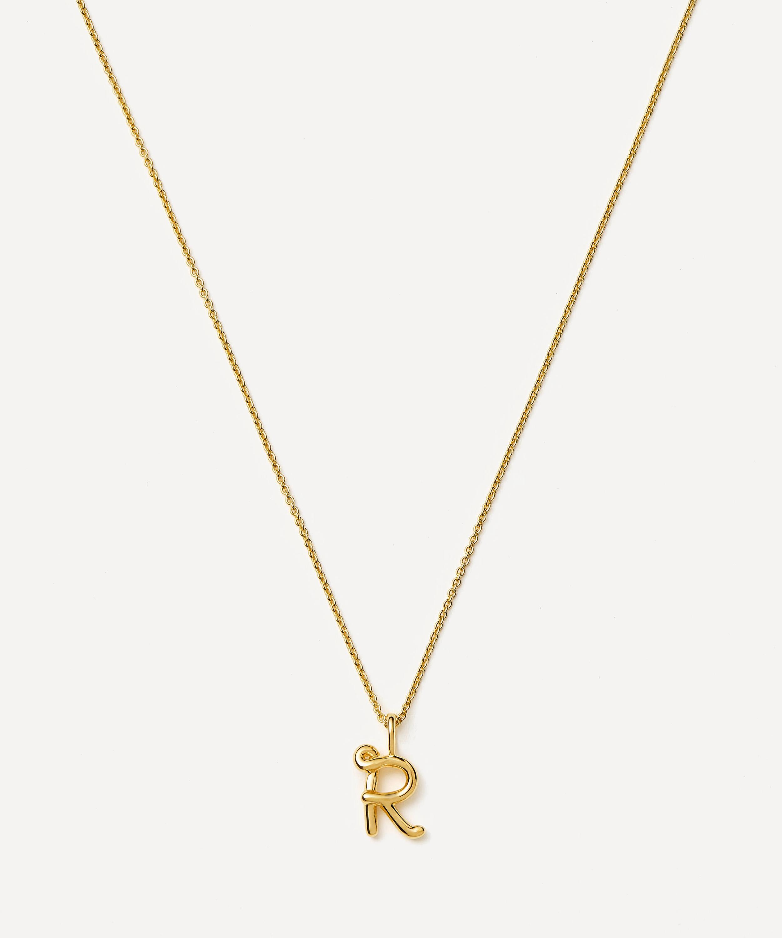 Missoma - 18ct Gold-Plated Vermeil Silver Curly Molten Mini R Initial Pendant Necklace