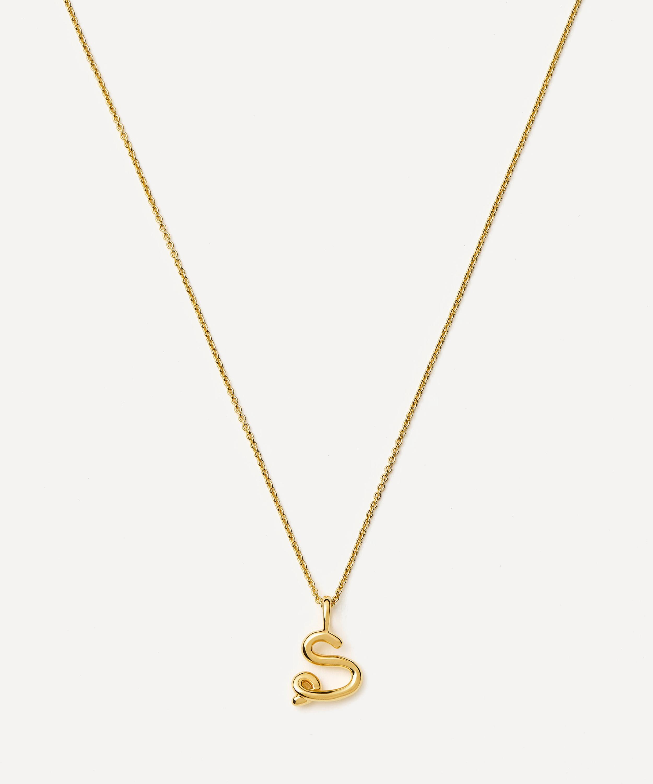 Missoma - 18ct Gold-Plated Vermeil Silver Curly Molten Mini S Initial Pendant Necklace