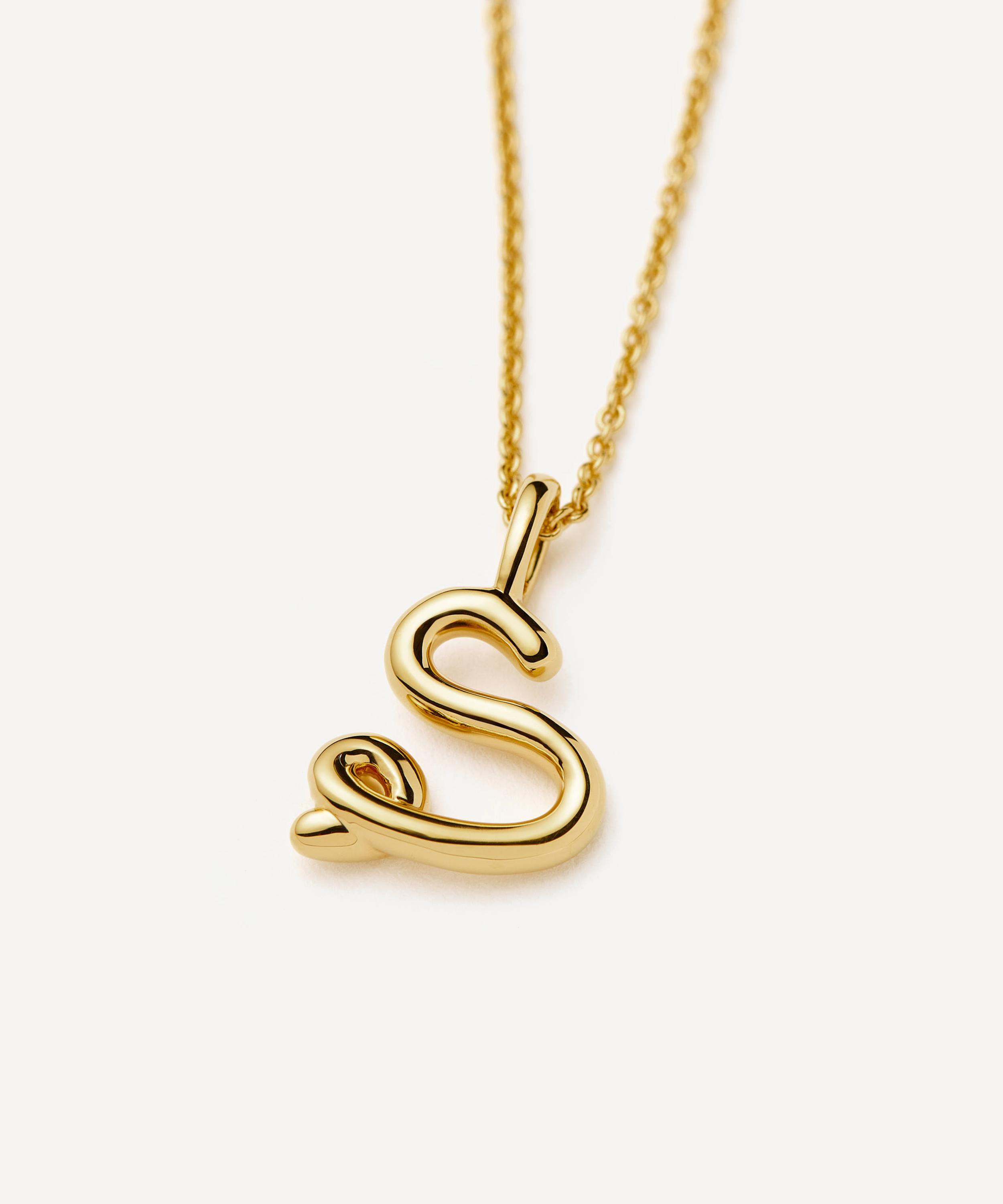 Missoma - 18ct Gold-Plated Vermeil Silver Curly Molten Mini S Initial Pendant Necklace image number 1