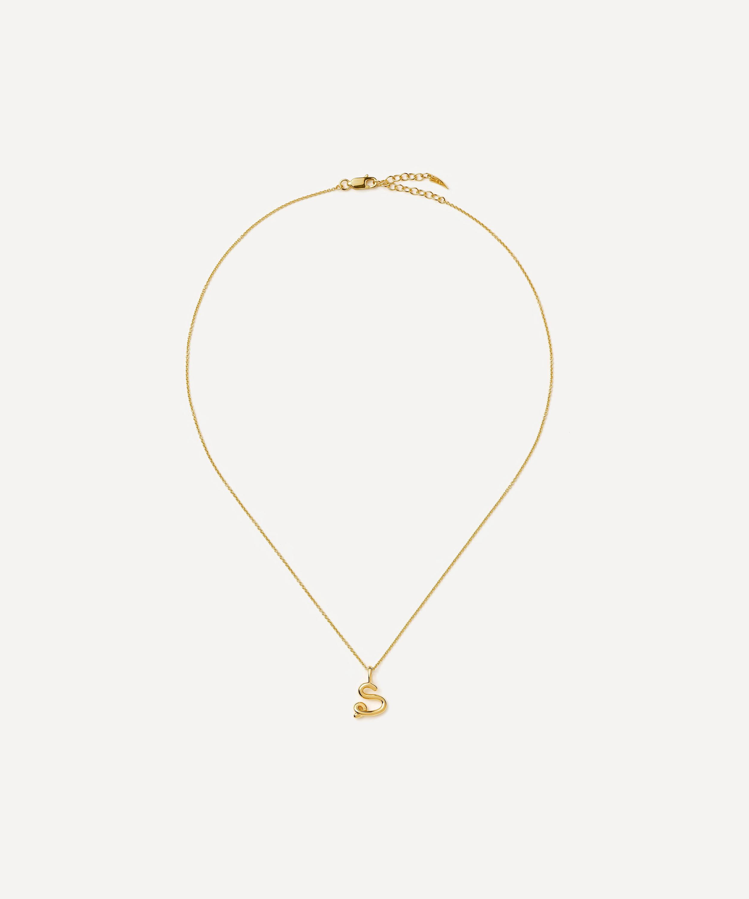 Missoma - 18ct Gold-Plated Vermeil Silver Curly Molten Mini S Initial Pendant Necklace image number 2