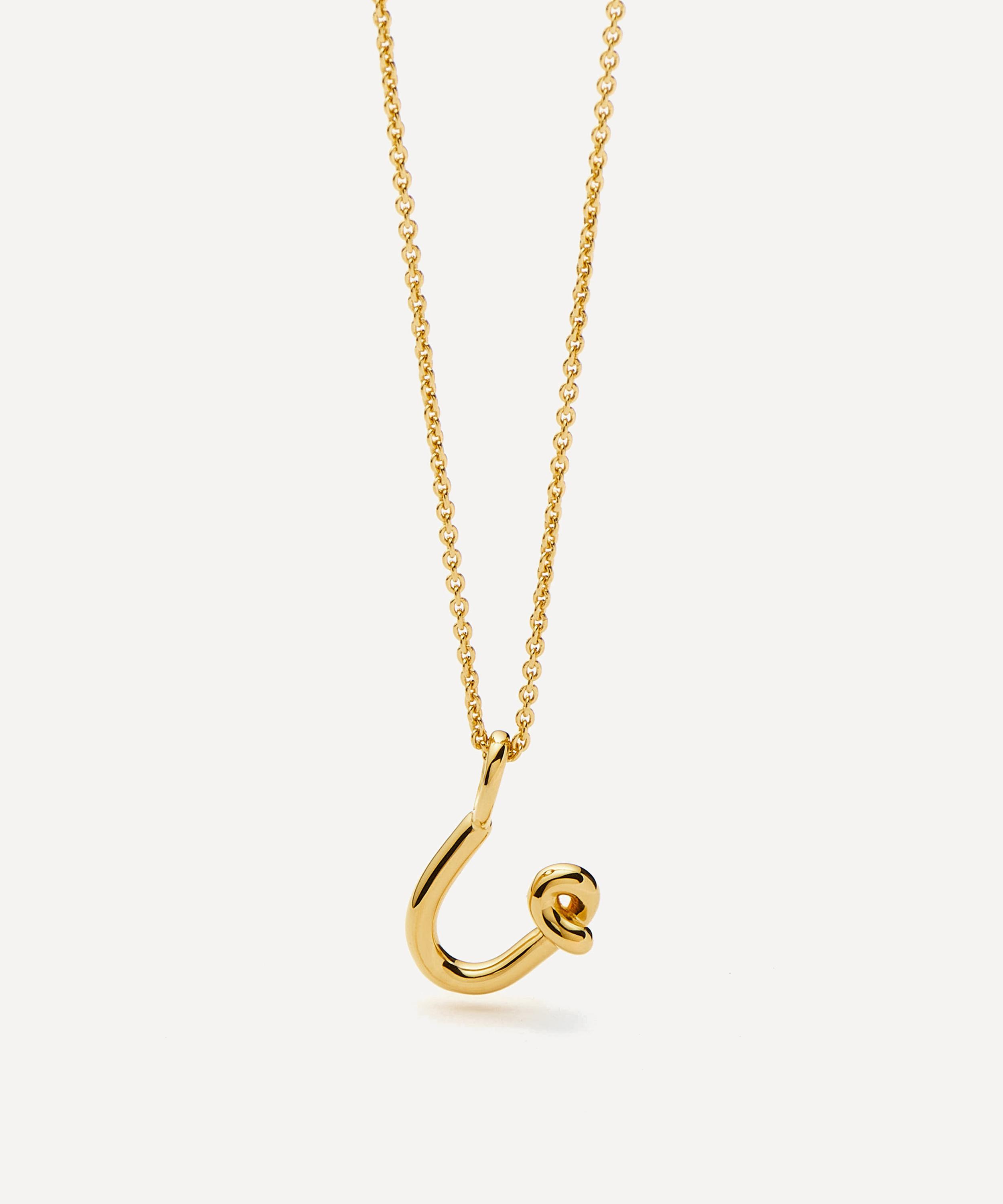 Missoma - 18ct Gold-Plated Vermeil Silver Curly Molten Mini U Initial Pendant Necklace image number 0