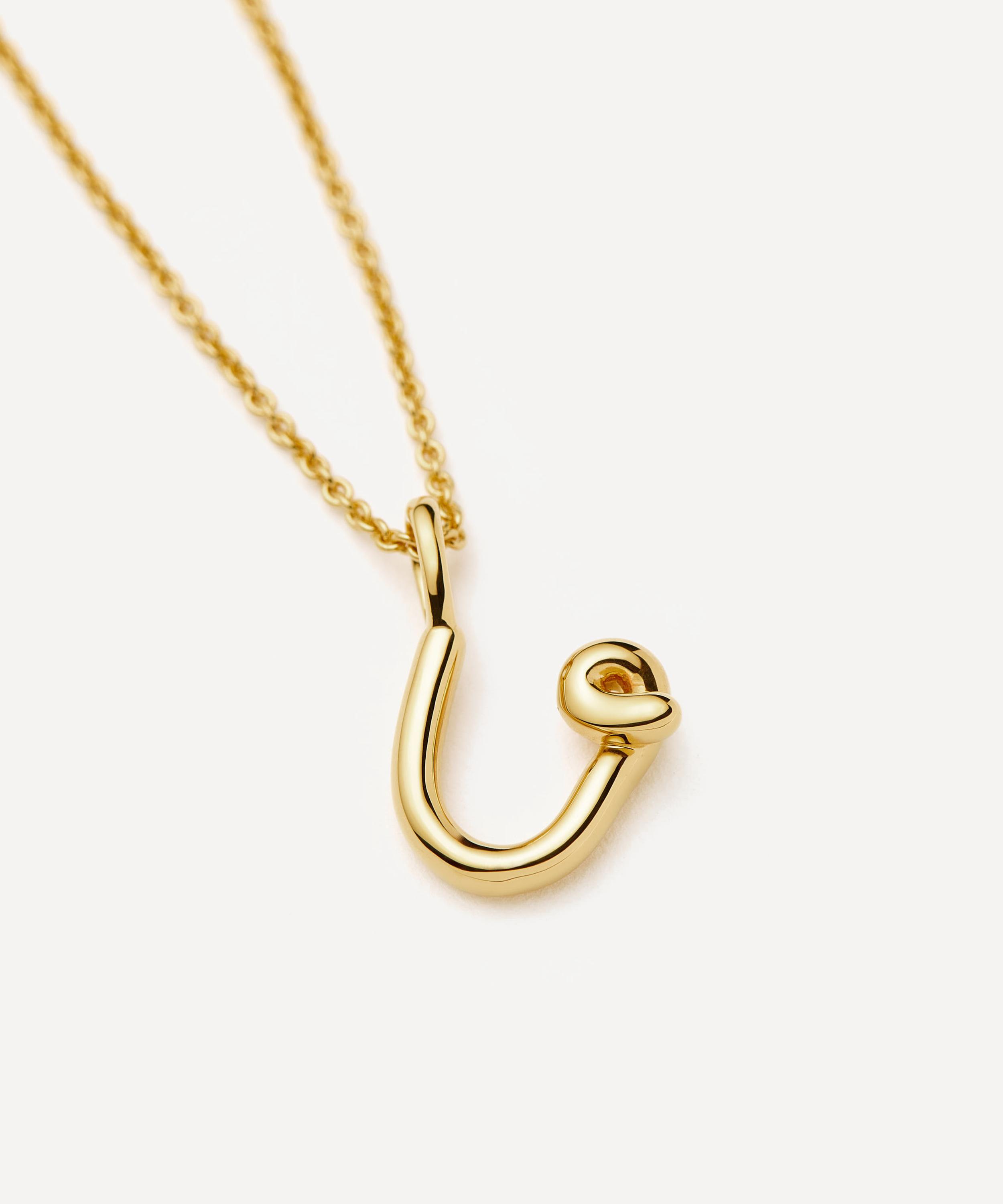 Missoma - 18ct Gold-Plated Vermeil Silver Curly Molten Mini U Initial Pendant Necklace image number 1