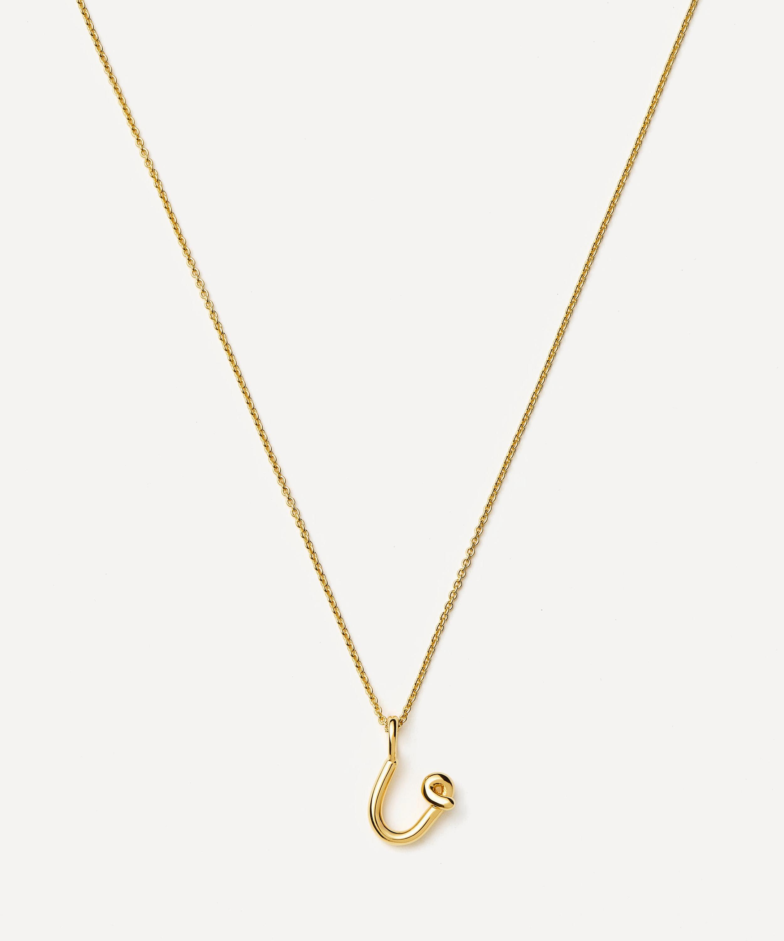 Missoma - 18ct Gold-Plated Vermeil Silver Curly Molten Mini U Initial Pendant Necklace image number 3