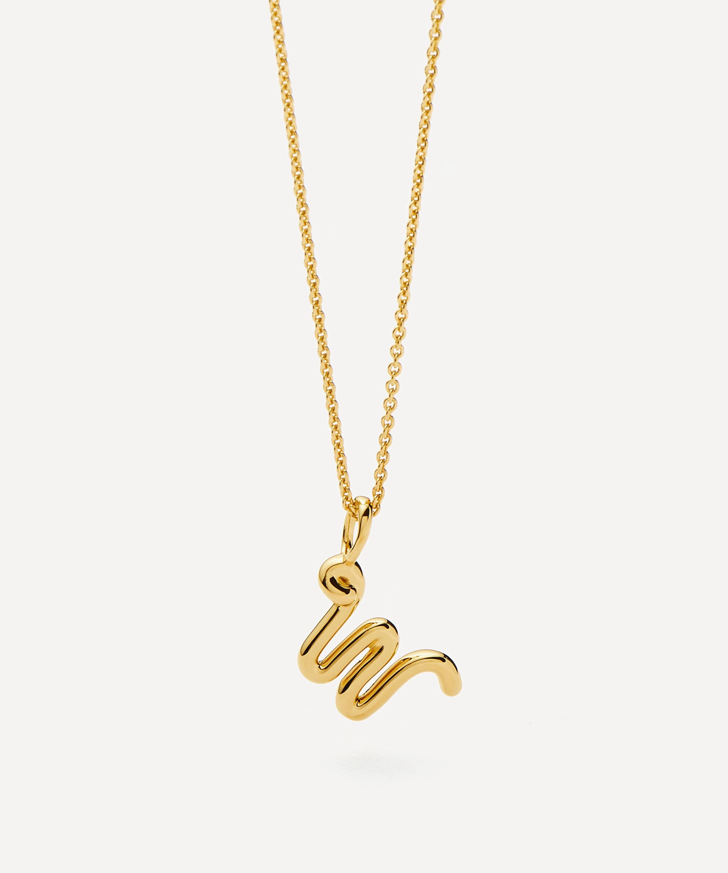 Missoma - 18ct Gold-Plated Vermeil Silver Curly Molten Mini W Initial Pendant Necklace image number 0