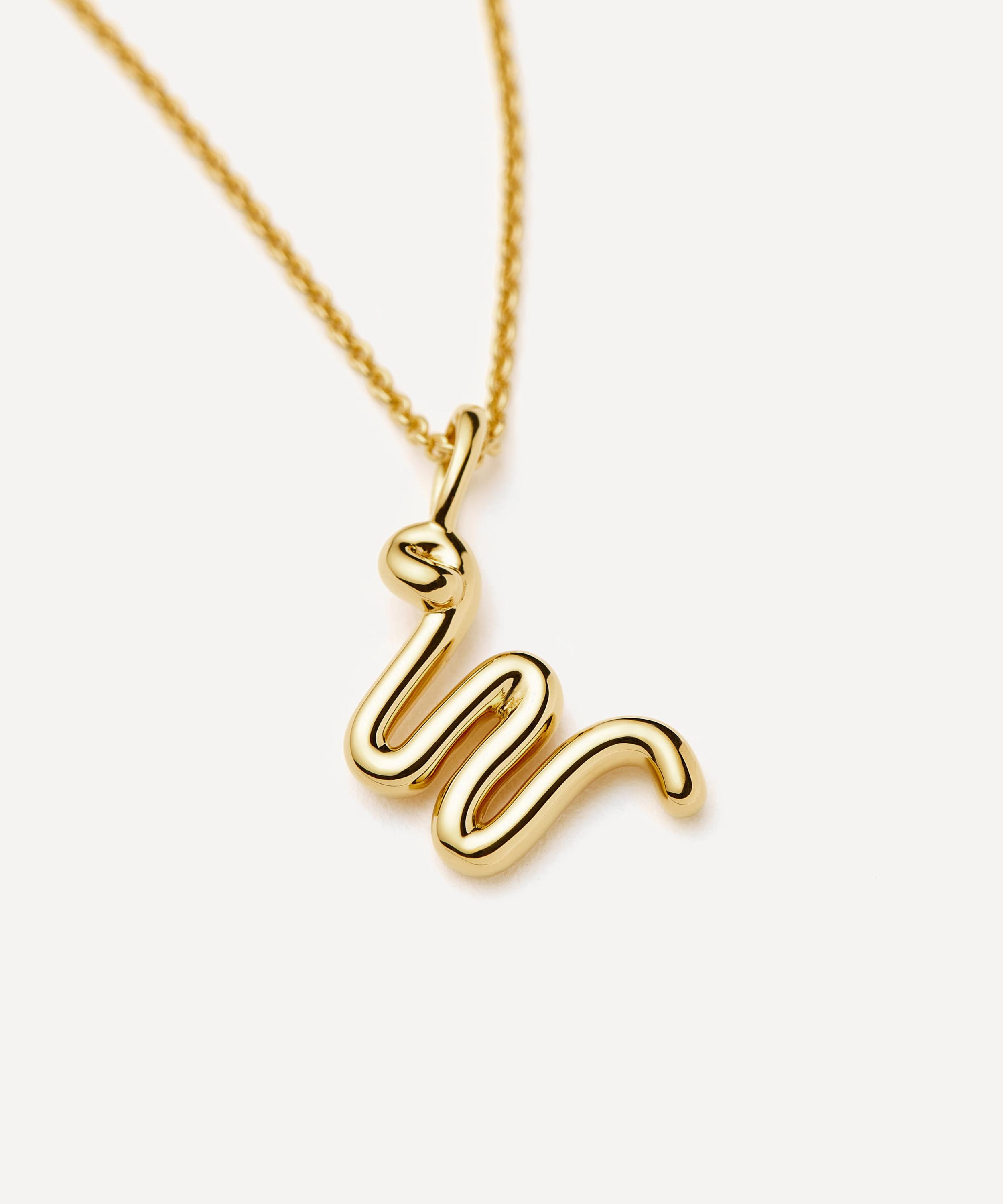 Missoma - 18ct Gold-Plated Vermeil Silver Curly Molten Mini W Initial Pendant Necklace image number 1