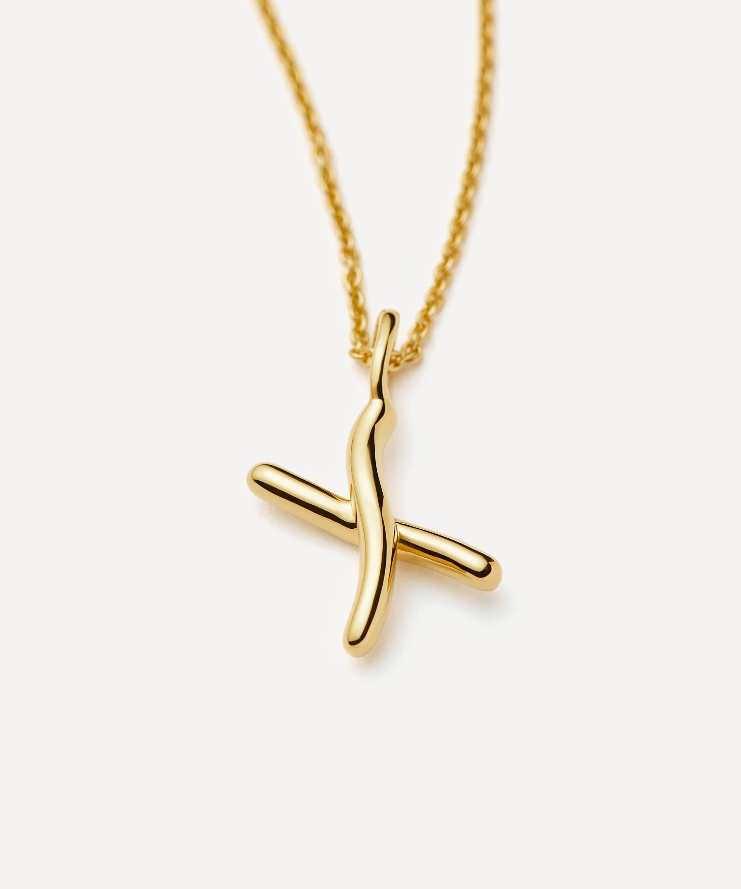 Missoma - 18ct Gold-Plated Vermeil Silver Curly Molten Mini X Initial Pendant Necklace image number 1
