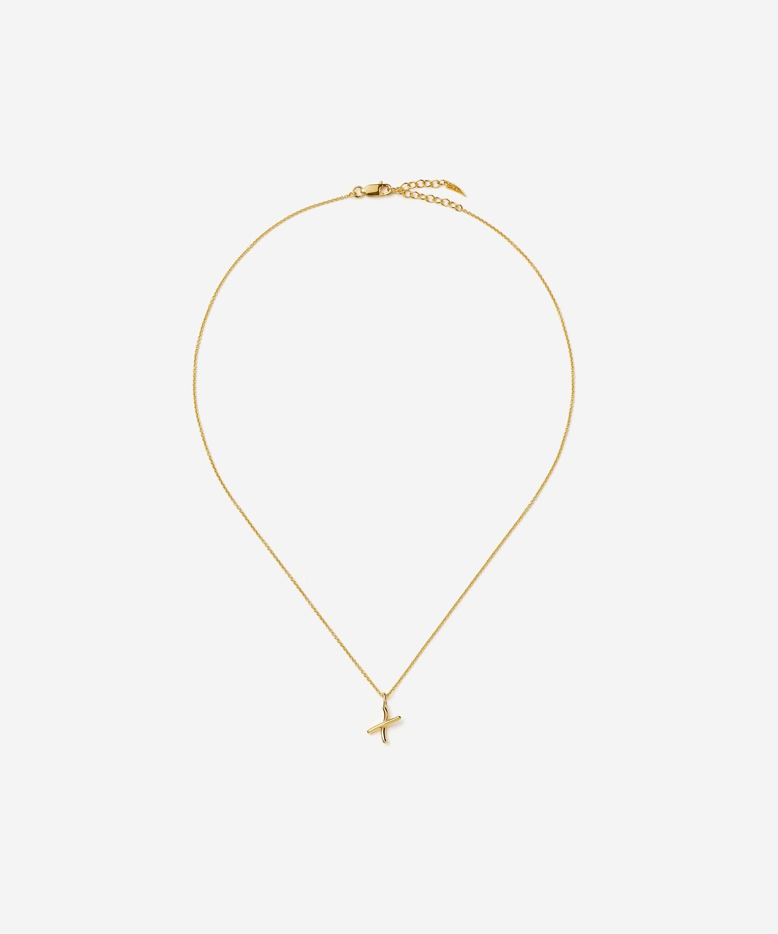 Missoma - 18ct Gold-Plated Vermeil Silver Curly Molten Mini X Initial Pendant Necklace image number 2